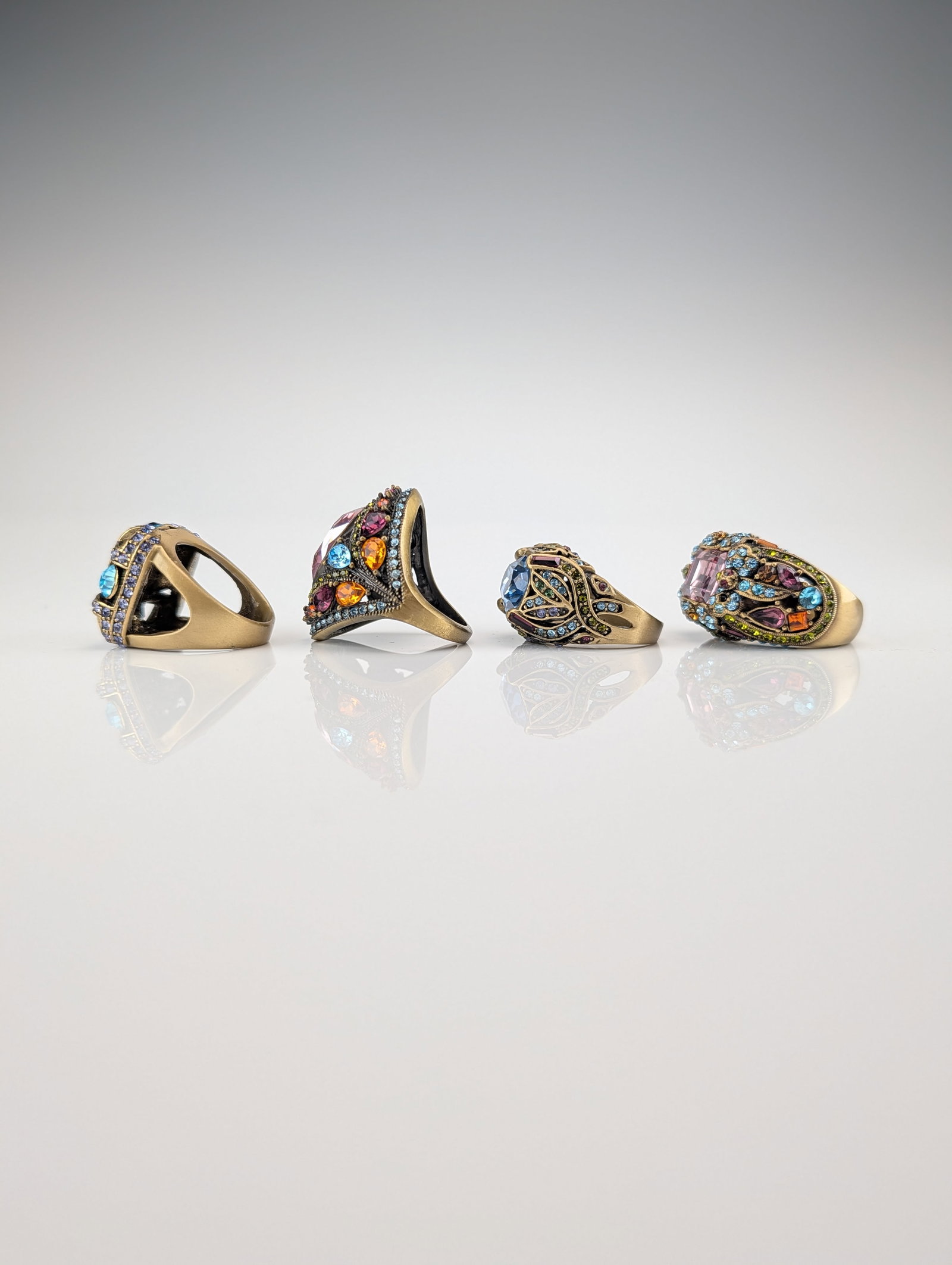 4pc Heidi Daus Crystal Statement Rings - 2