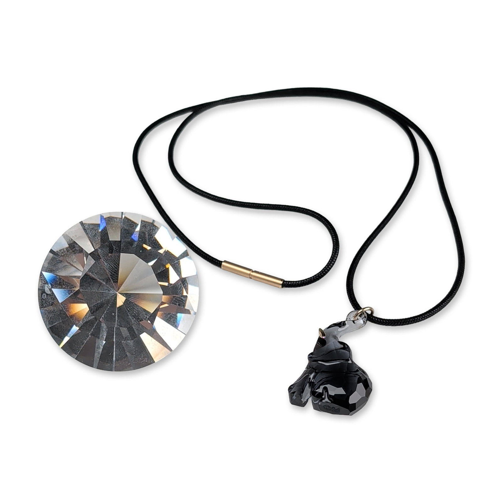 Two Swarovski Crystal Society Elephant Necklace and Chaton Facet (1 of 4)