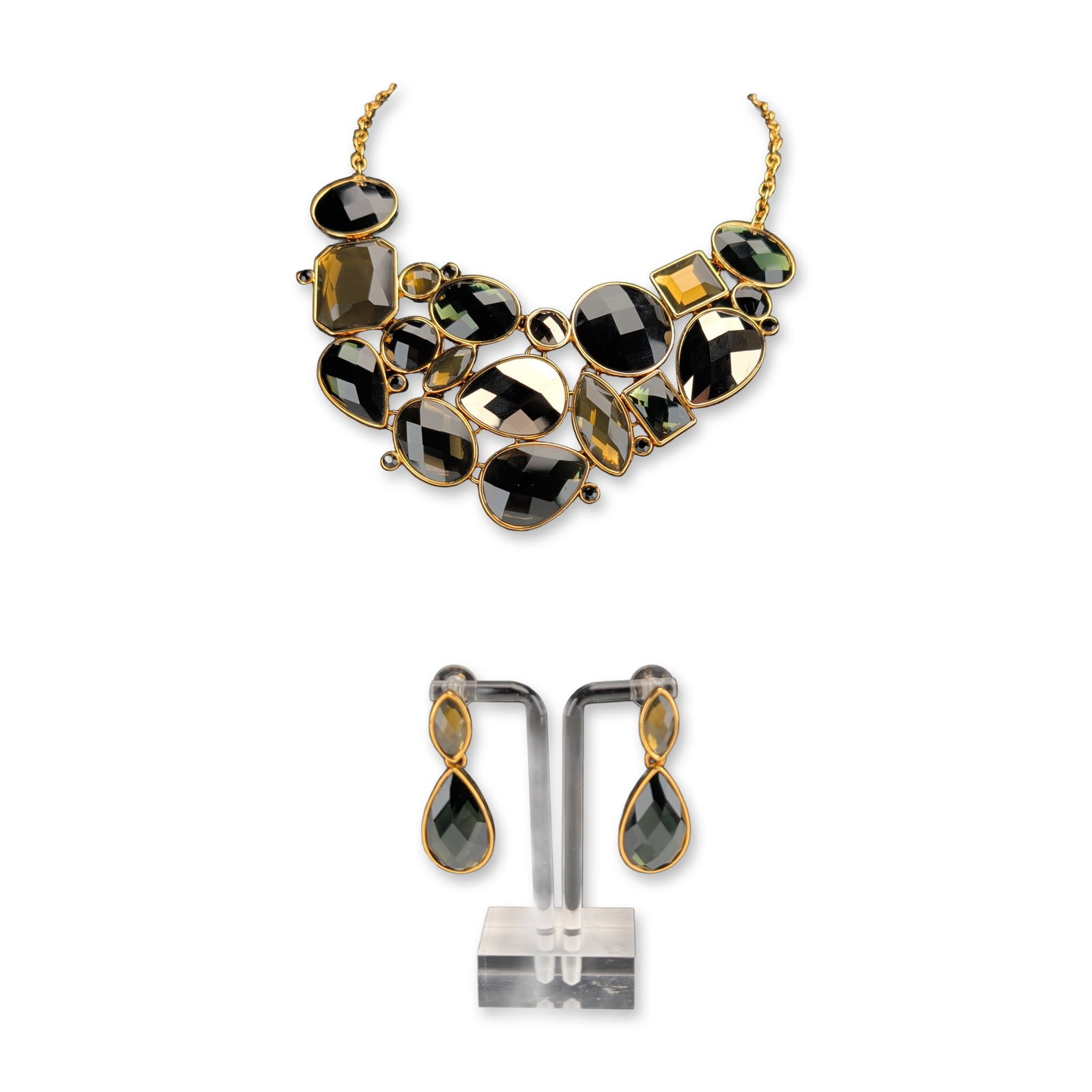 3pc Joan Rivers Gold Tone Faceted Statement Jewelry Set (1 of 7)