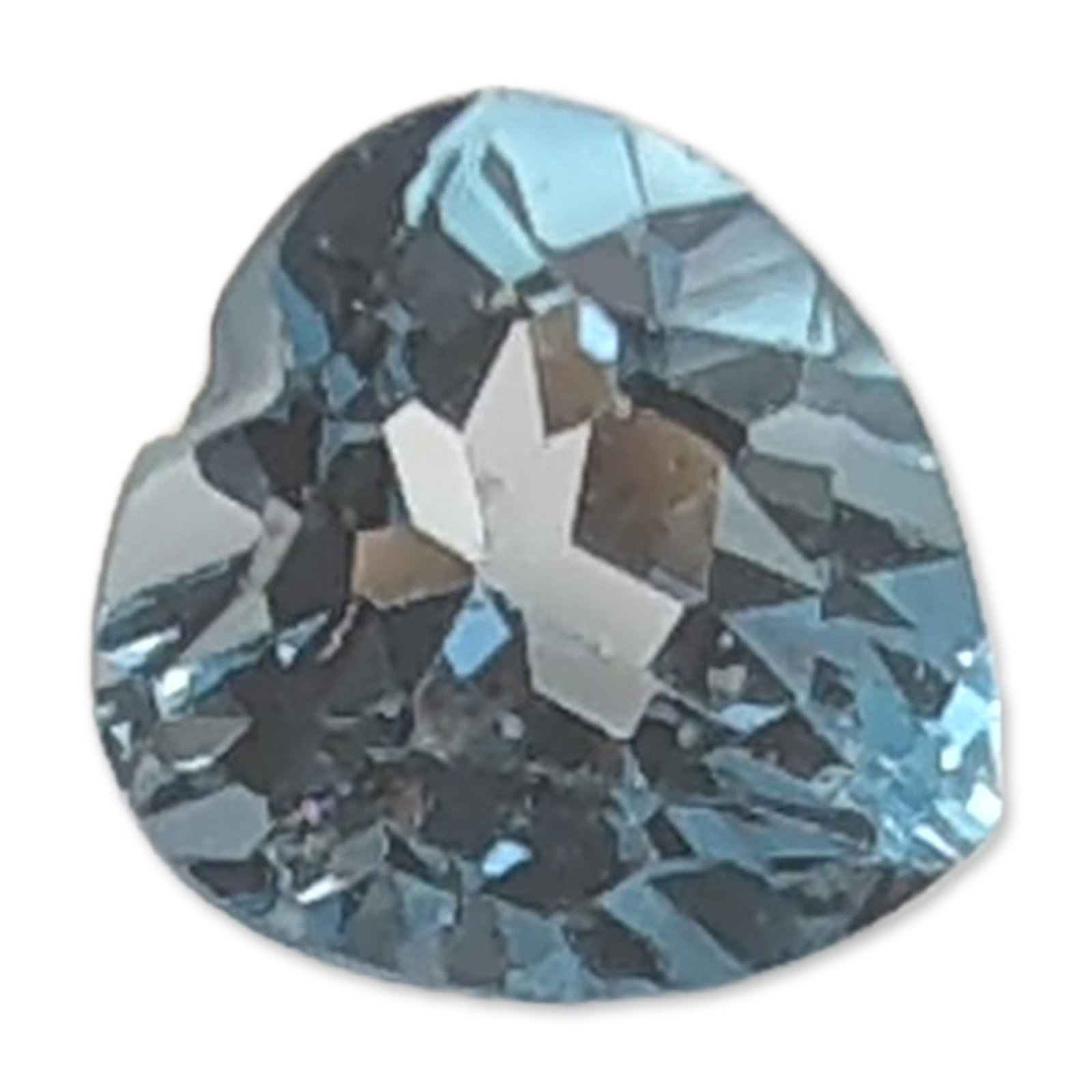 Heart Cut Light Blue Loose Topaz Gemstone: Light blue heart-shaped brilliant-cut loose Topaz gemstone, featuring a well-defined cleft and point with sharp faceting throughout the crown and pavilion. Weight: Approximately 0.5 caratSize: Approxi
