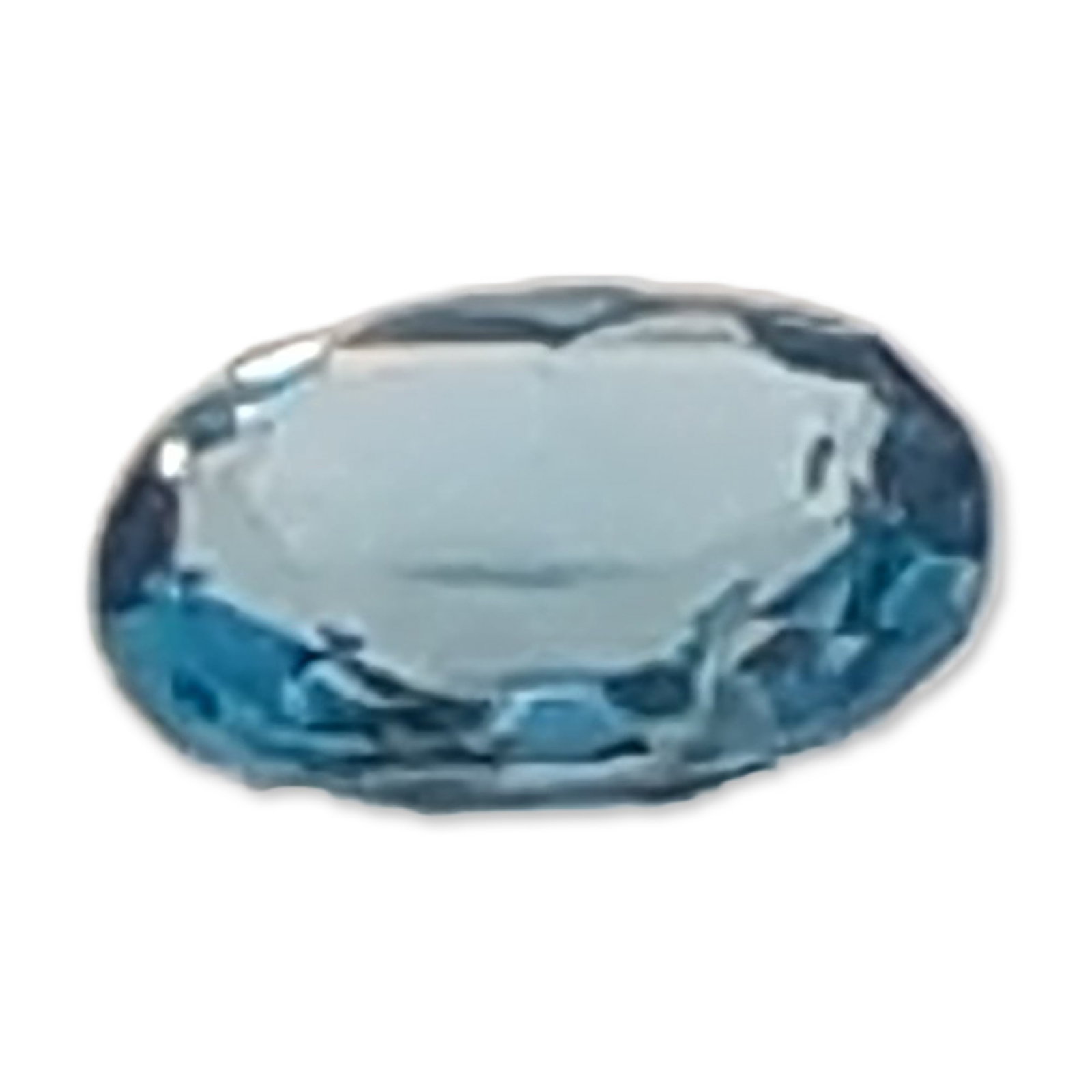 Light Blue Oval Faceted Topaz Gemstone: Loose faceted topaz gemstone in a light sky-blue color, featuring an oval cut. The stone appears to be eye-clean with no visible internal inclusions. 0.9 carats6.9 mm. Dimensions: 6.9mm