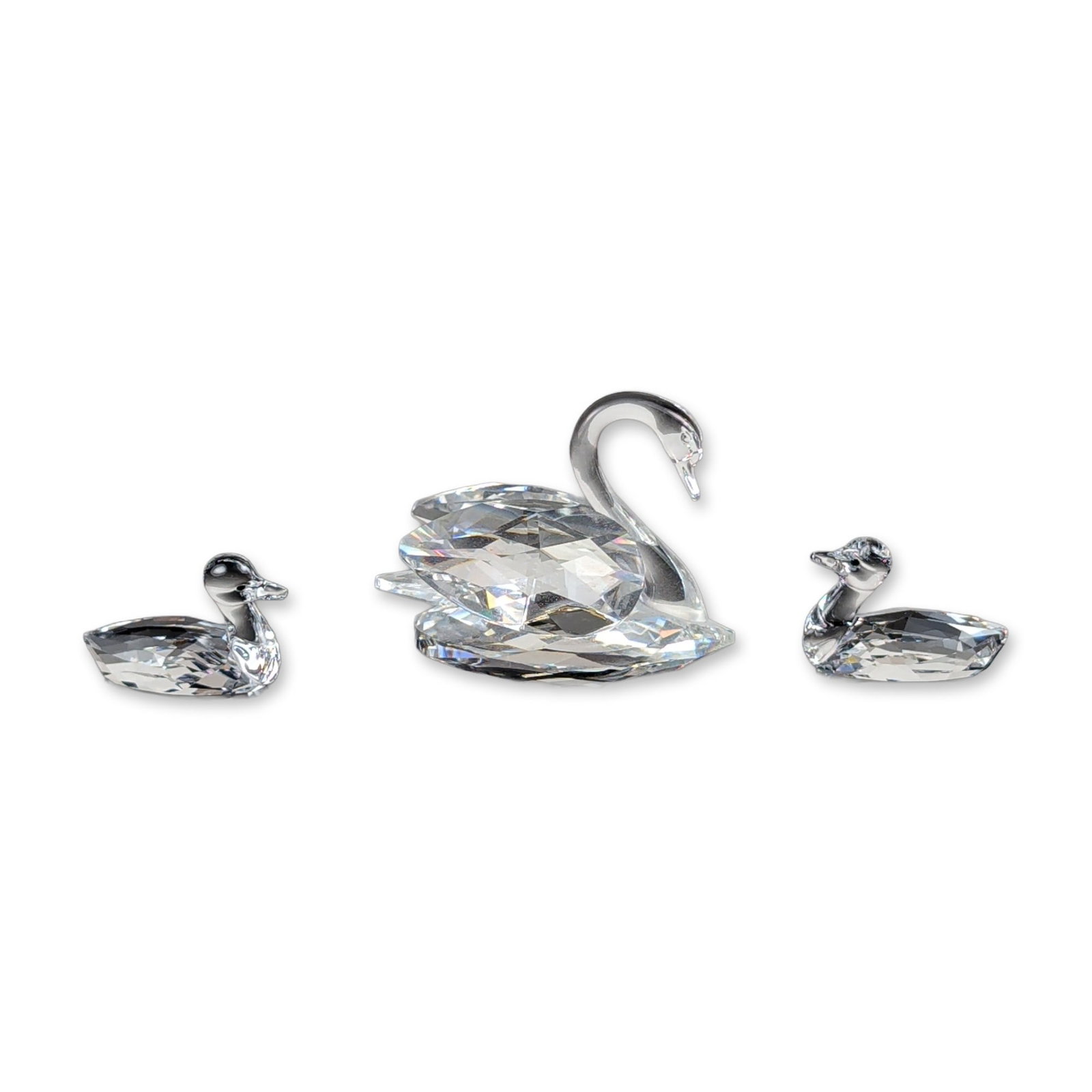 3pc Swarovski Faceted Crystal Swan Figurines (1 of 7)