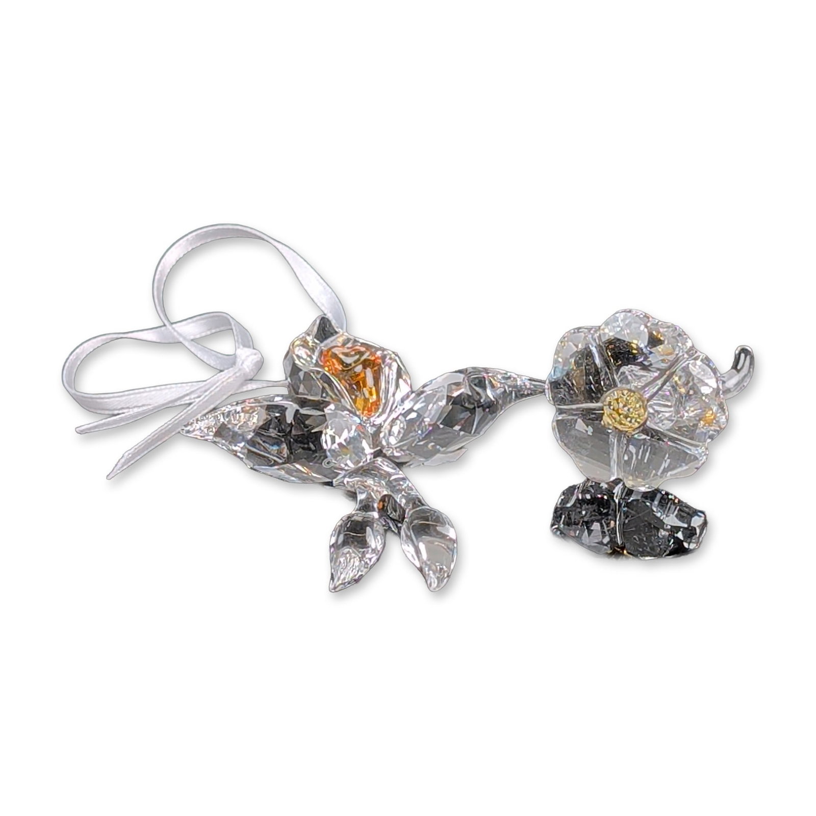 Two Swarovski SCS Faceted Crystal Wild Flower Figurine and African Orchid Ornament (1 of 4)