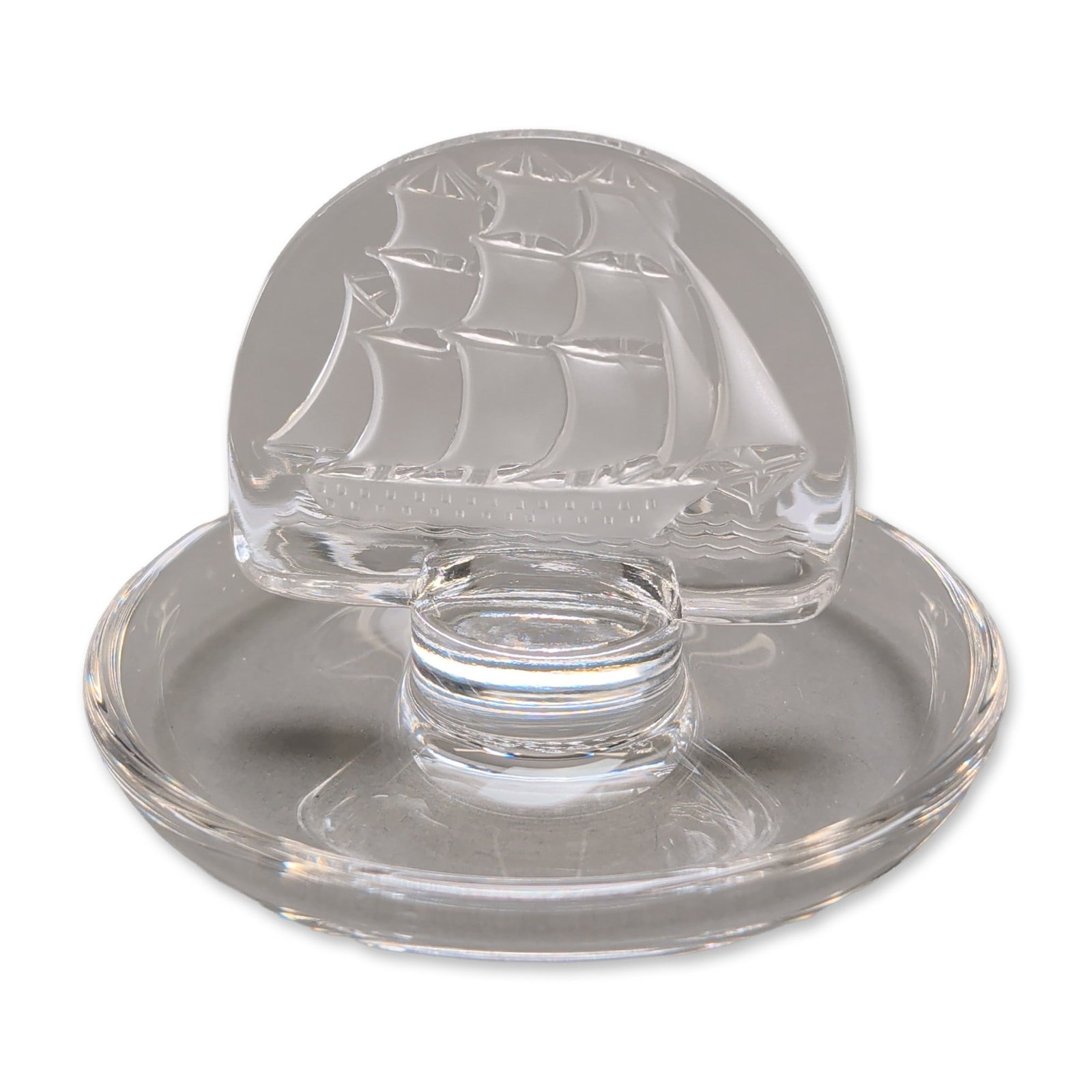 Lalique Crystal Caravelle Ship Ring Holder (1 of 4)