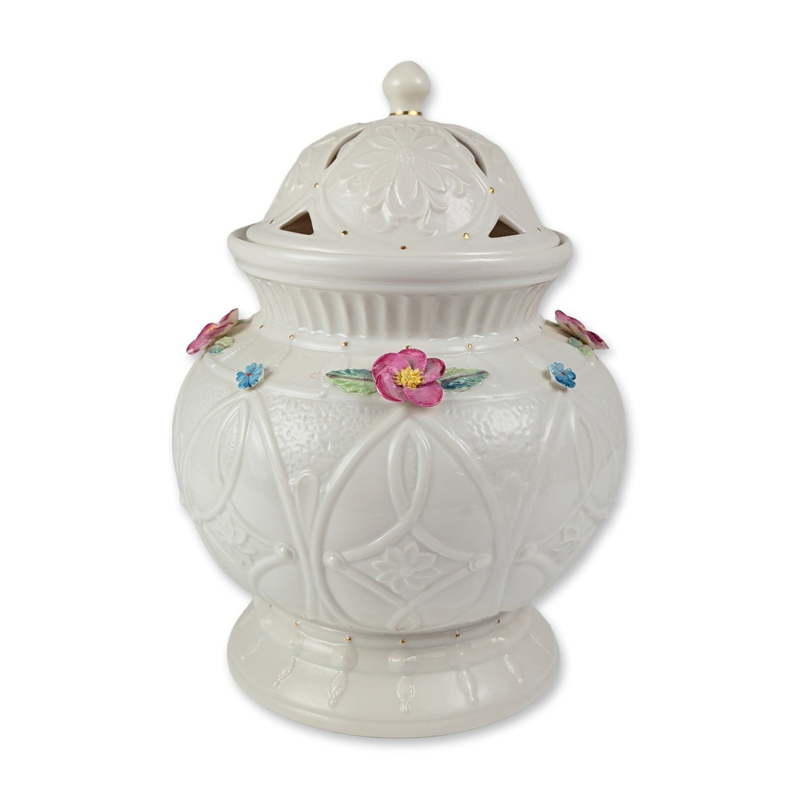 Belleek Rose Isle Parian Porcelain Covered Vase (1 of 4)