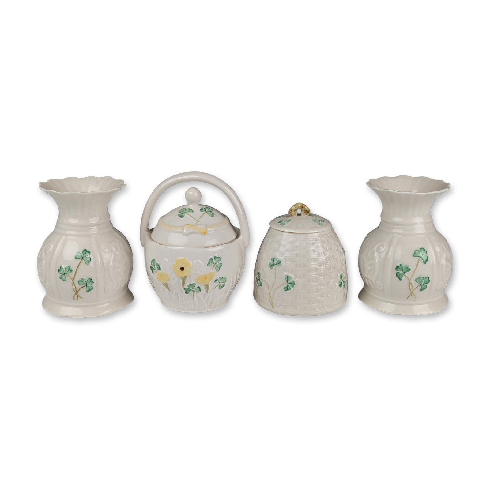 Group of Four Belleek Ireland Shamrock Porcelain Items (1 of 4)