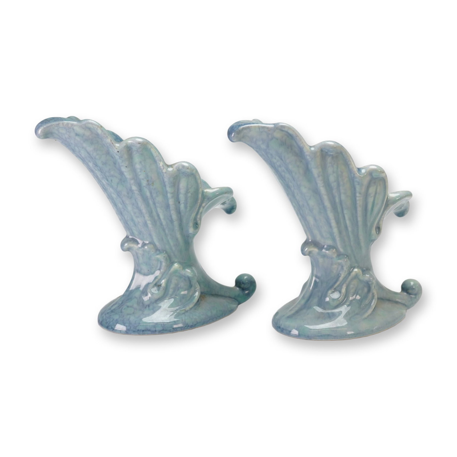 A Pair of Royal Haeger Blue Cornucopia Candlestick Holders (1 of 4)