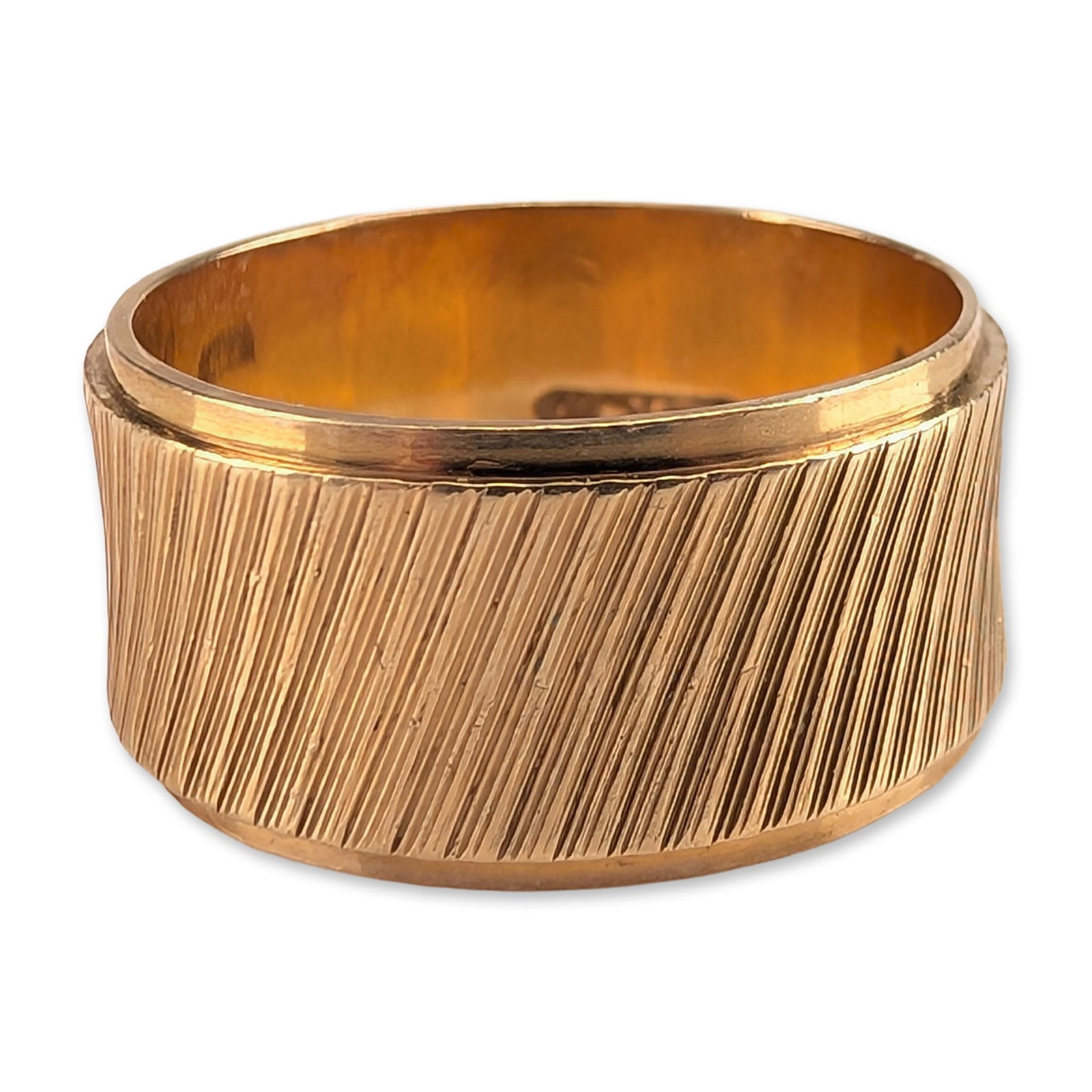 14K Yellow Gold Textured Wide Band Ring (1 of 3)