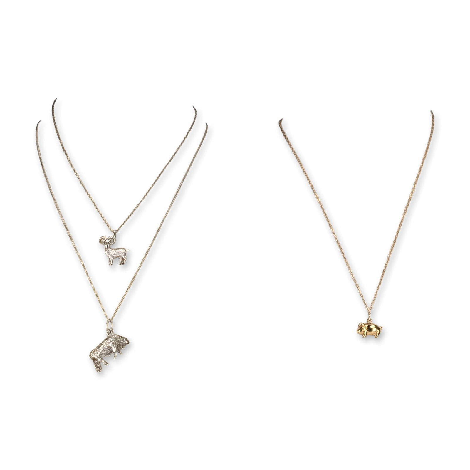 3pc Sterling Silver and 1/20 14K Gold Filled Animal Motif Pendant Necklaces (1 of 6)