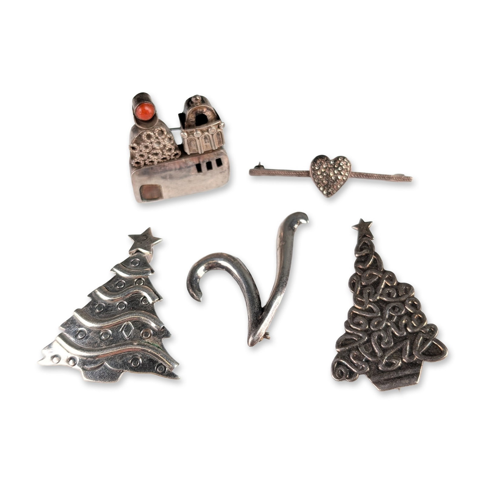 5pc Sterling Silver Brooches (1 of 4)