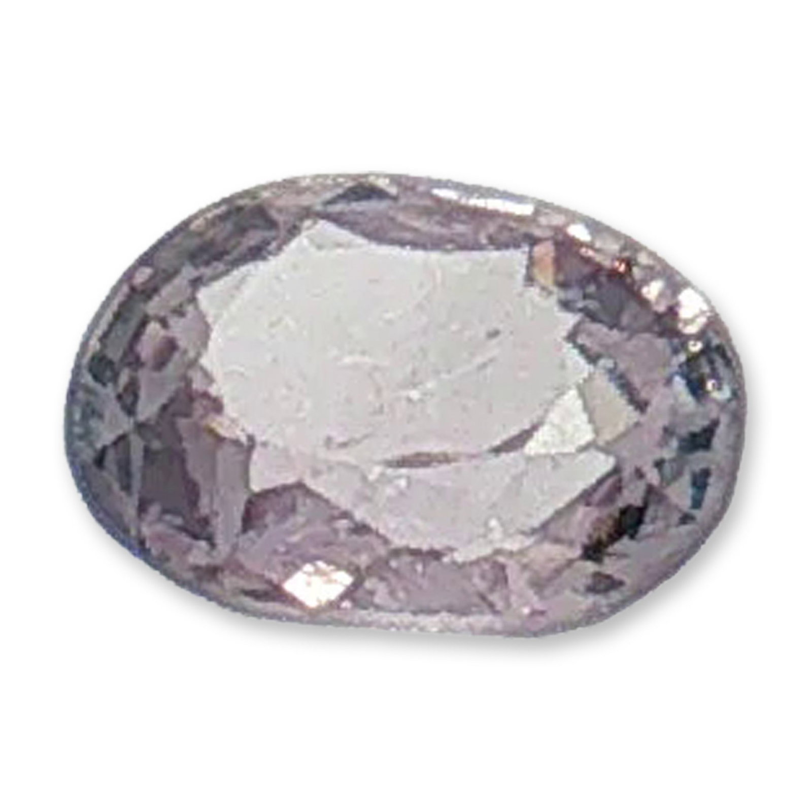 Oregon Sunstone 0.55 Carat Oval Cut Loose Gemstone: Loose faceted gemstone, appears to be Oregon sunstone, showcasing a delicate pale lavender to grayish-pink hue. The stone features a classic oval brilliant cut with a subtle color profile.Weight: 0.11
