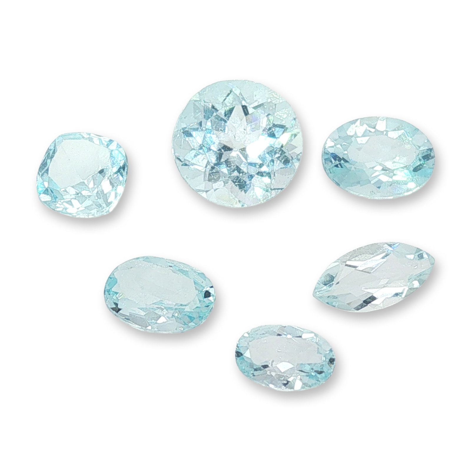 Collection of Six Mixed Cut Blue Topaz Gemstones (1 of 4)