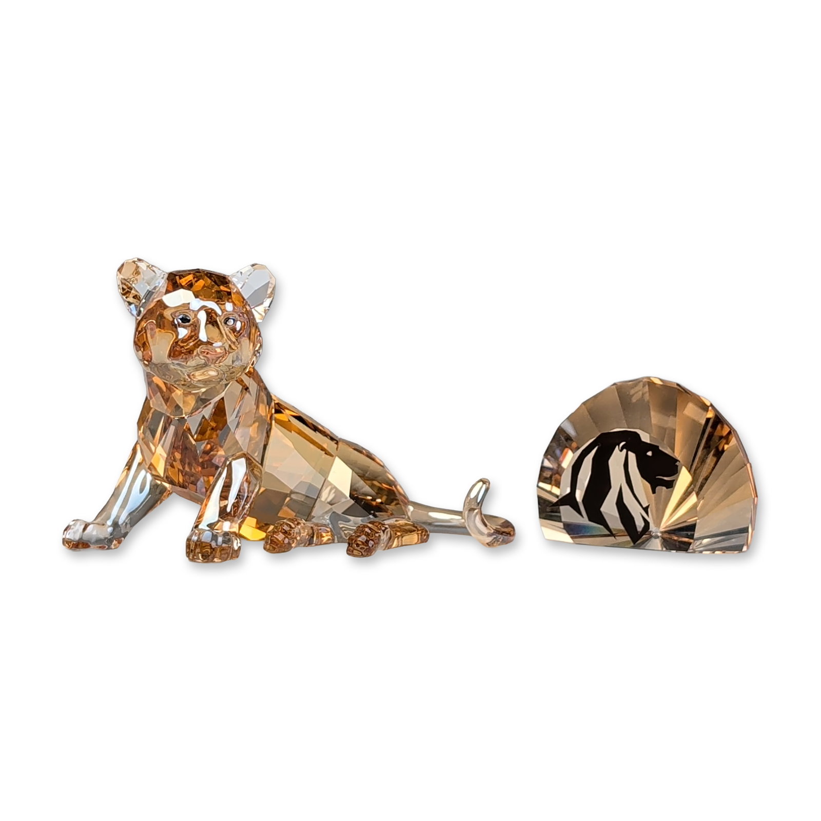 2pc Swarovski SCS 2010 Crystal Tiger Cub Sitting and Plaque (1 of 5)