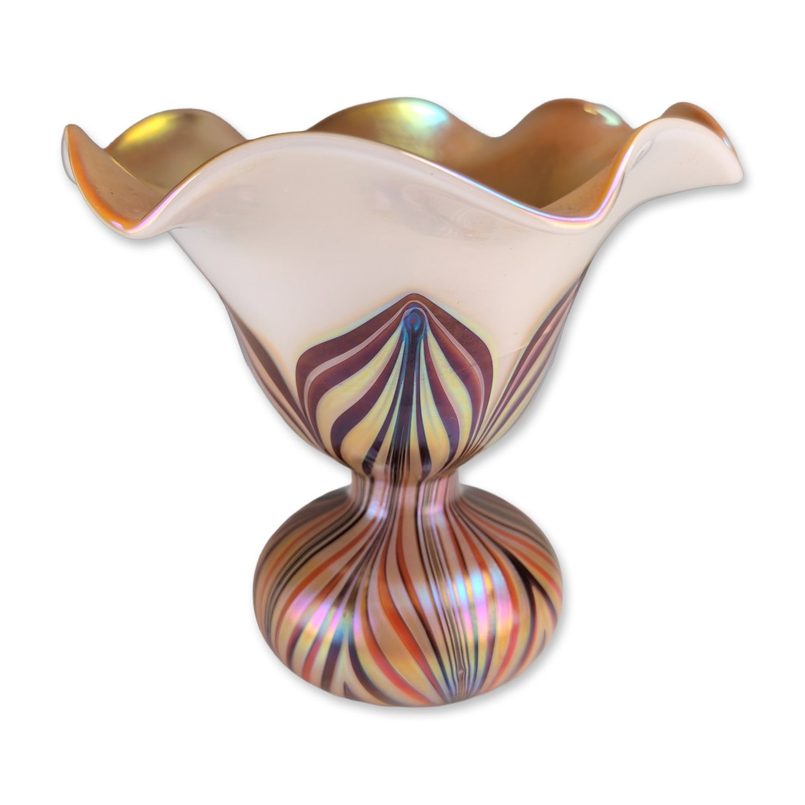 Lundberg Studios Iridescent Pulled Feather Glass Art Vase (1 of 5)