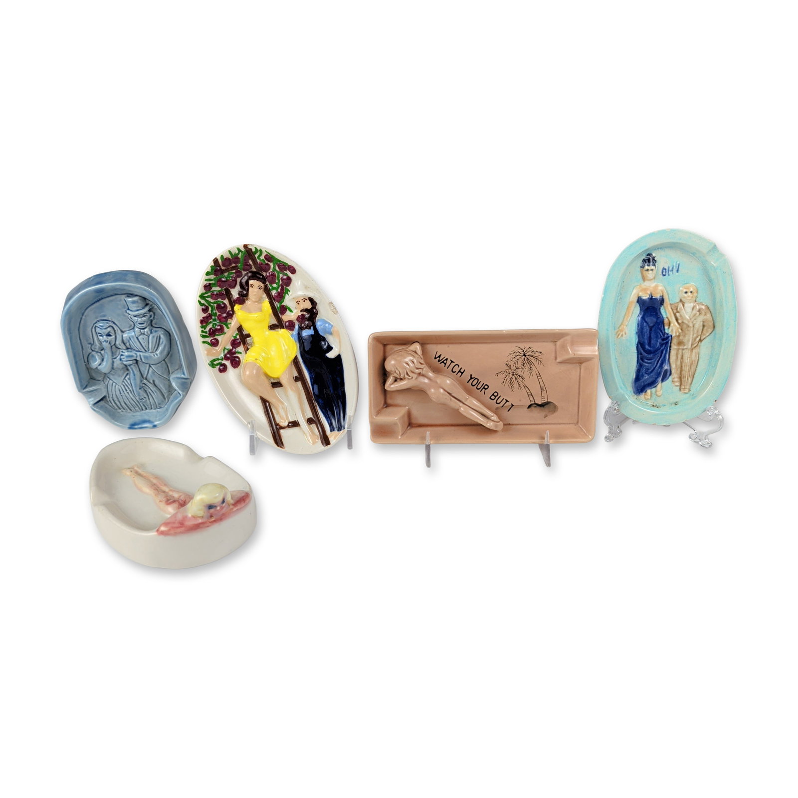 5pc Erotic Risque Ceramic Ashtrays (1 of 3)