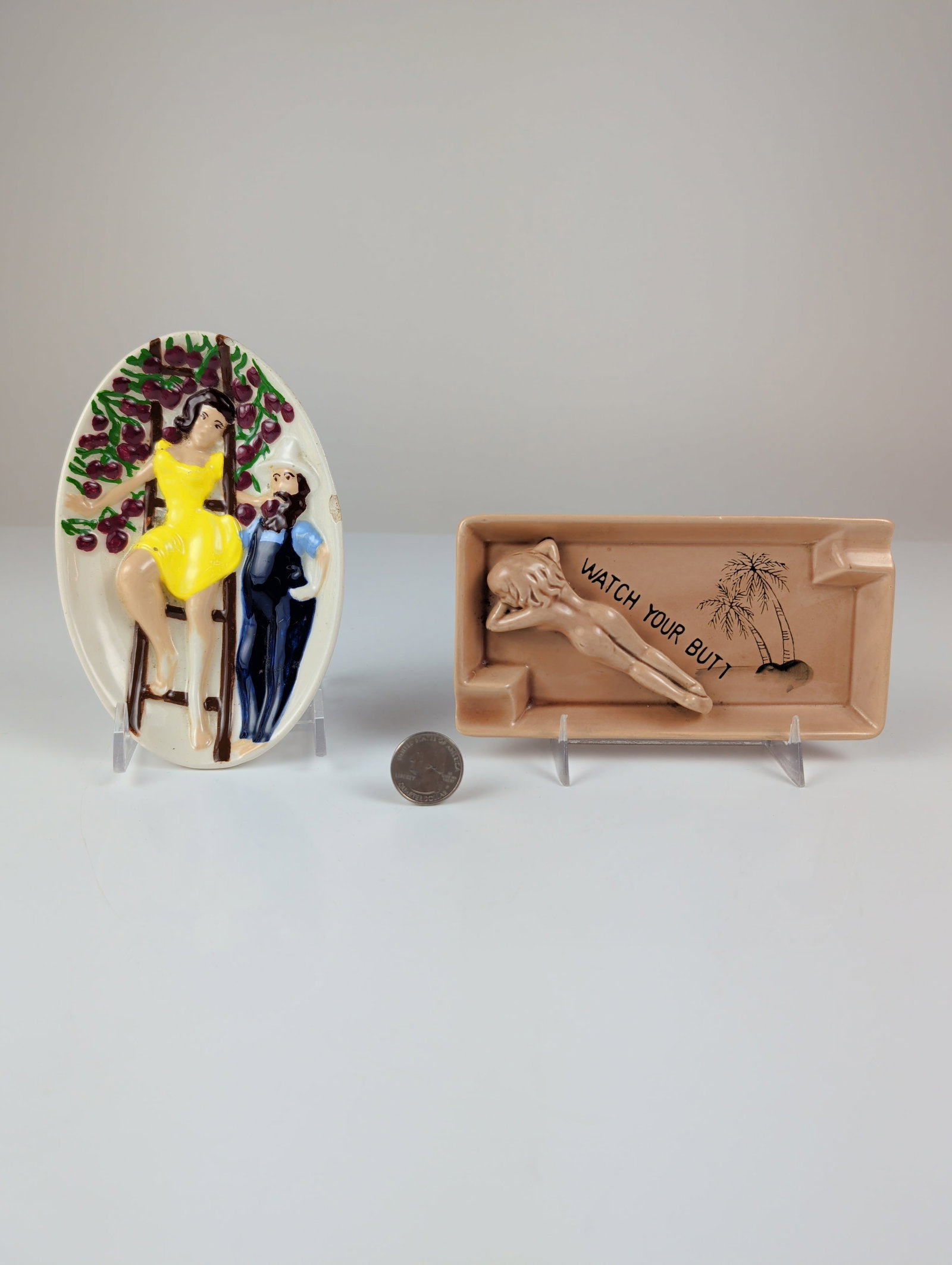 5pc Erotic Risque Ceramic Ashtrays - 3