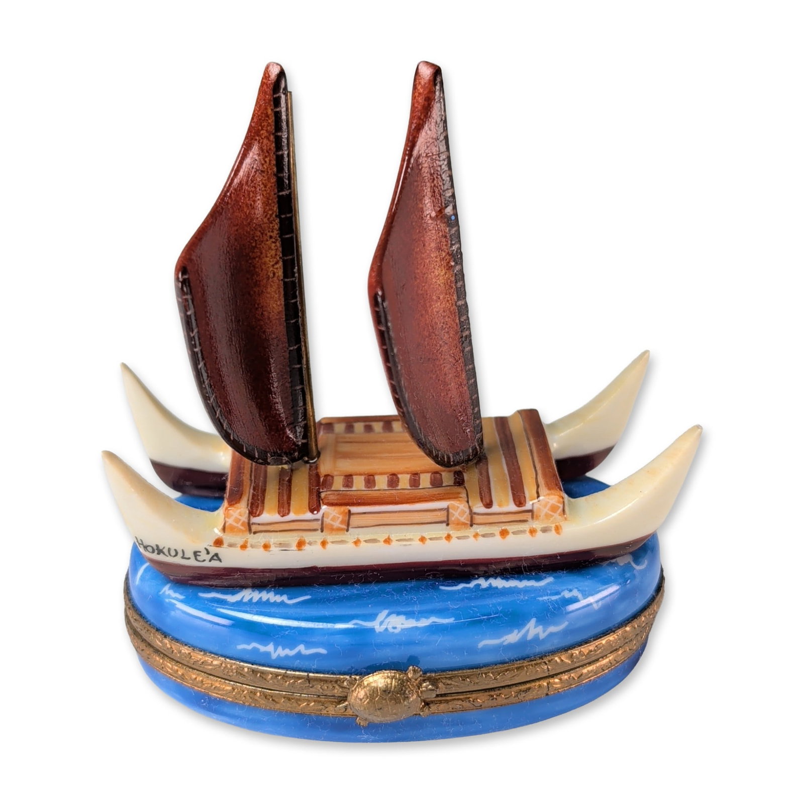 Carenton Porcelaine Limoges Hokulea Voyaging Canoe Trinket Box (1 of 5)