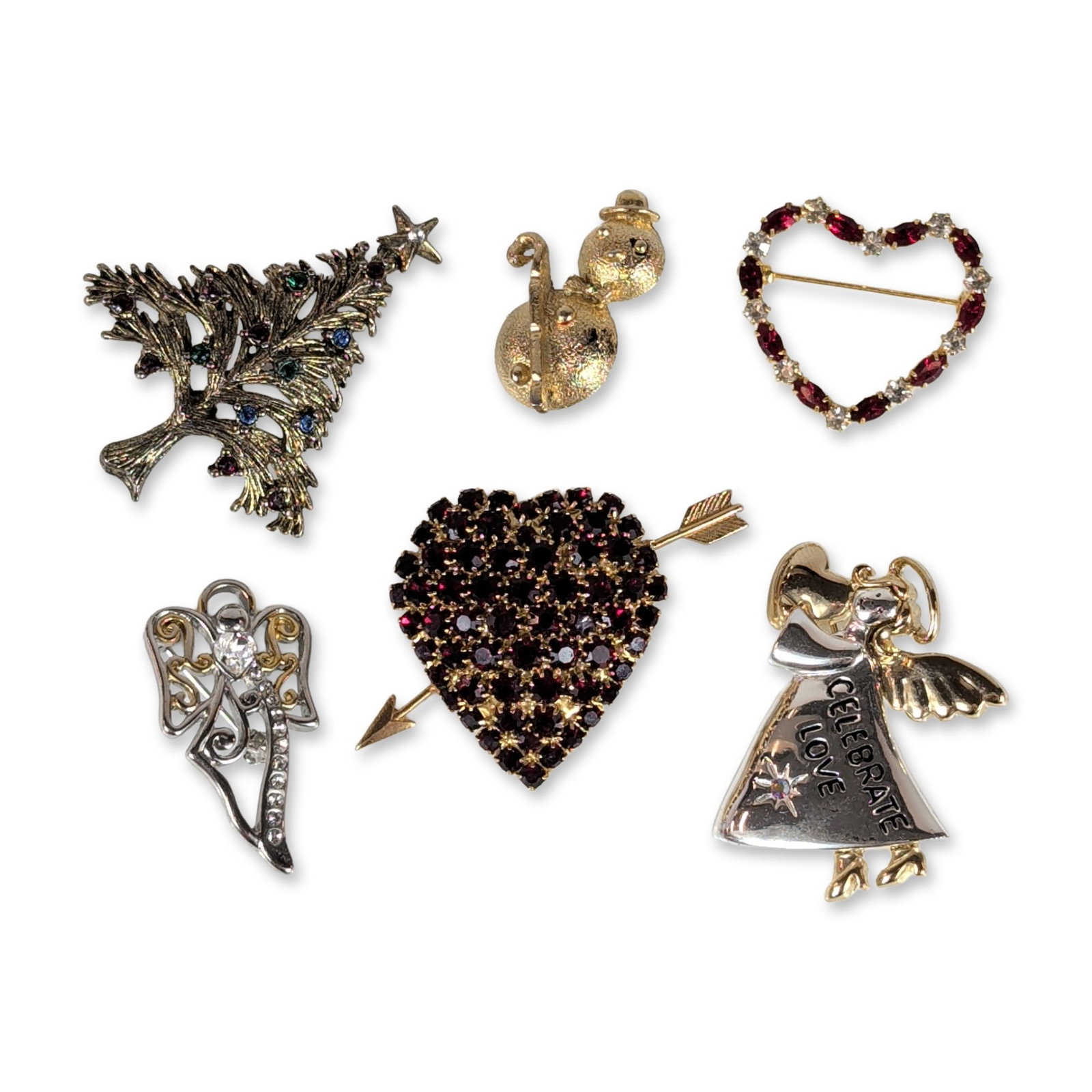 6pc Collection of Rhinestone Brooches (1 of 5)