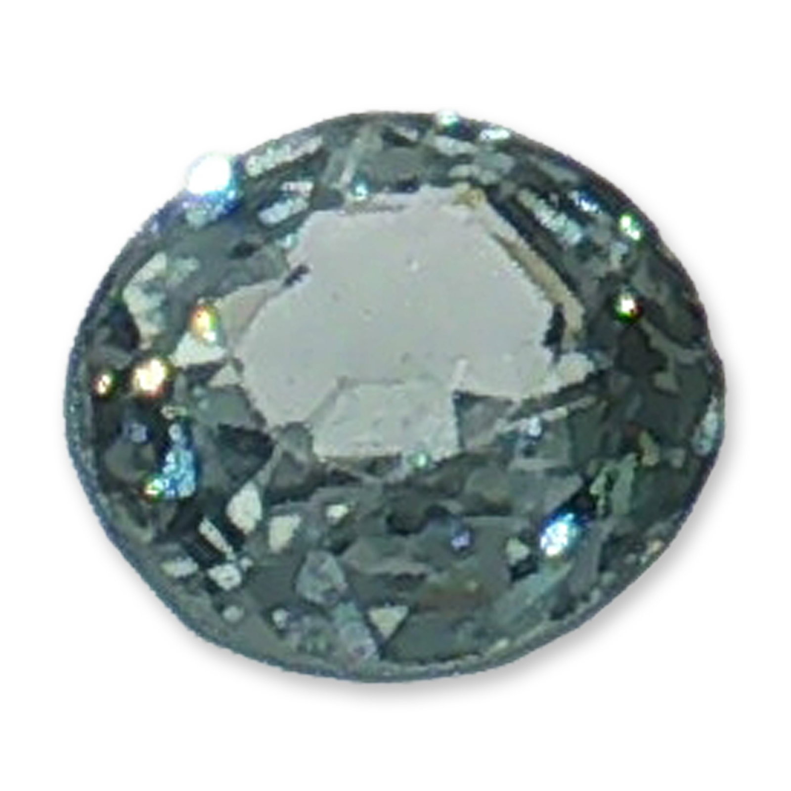 Medium Blue Topaz Loose Round Gemstone: Loose gemstone which appears to be medium blue topaz, featuring a classic faceted round brilliant cut. The stone exhibits a medium blue hue with teal undertones characteristic of London blue topaz var