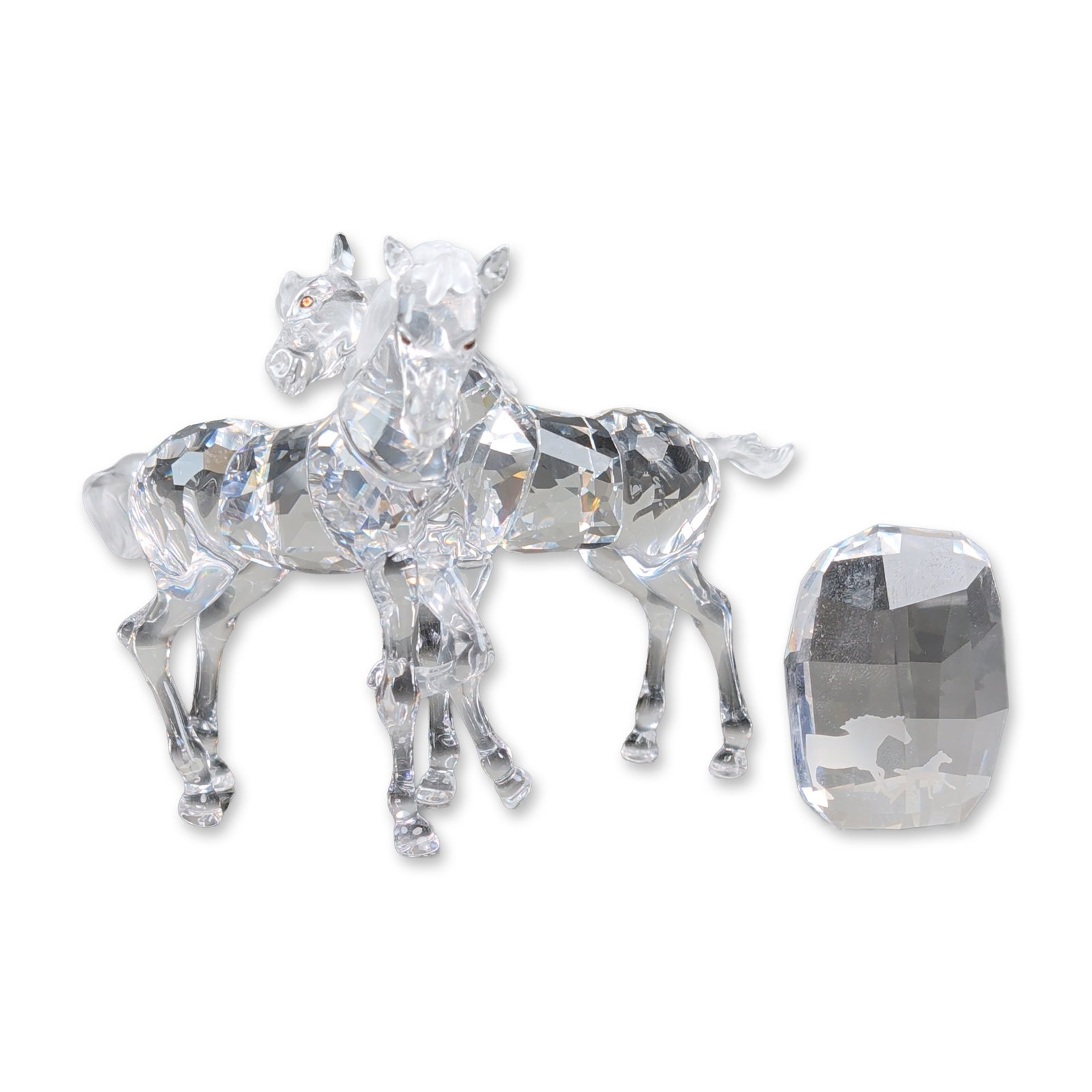2pc Swarovski SCS Crystal Foals Playing Figurines with Plaque (1 of 4)