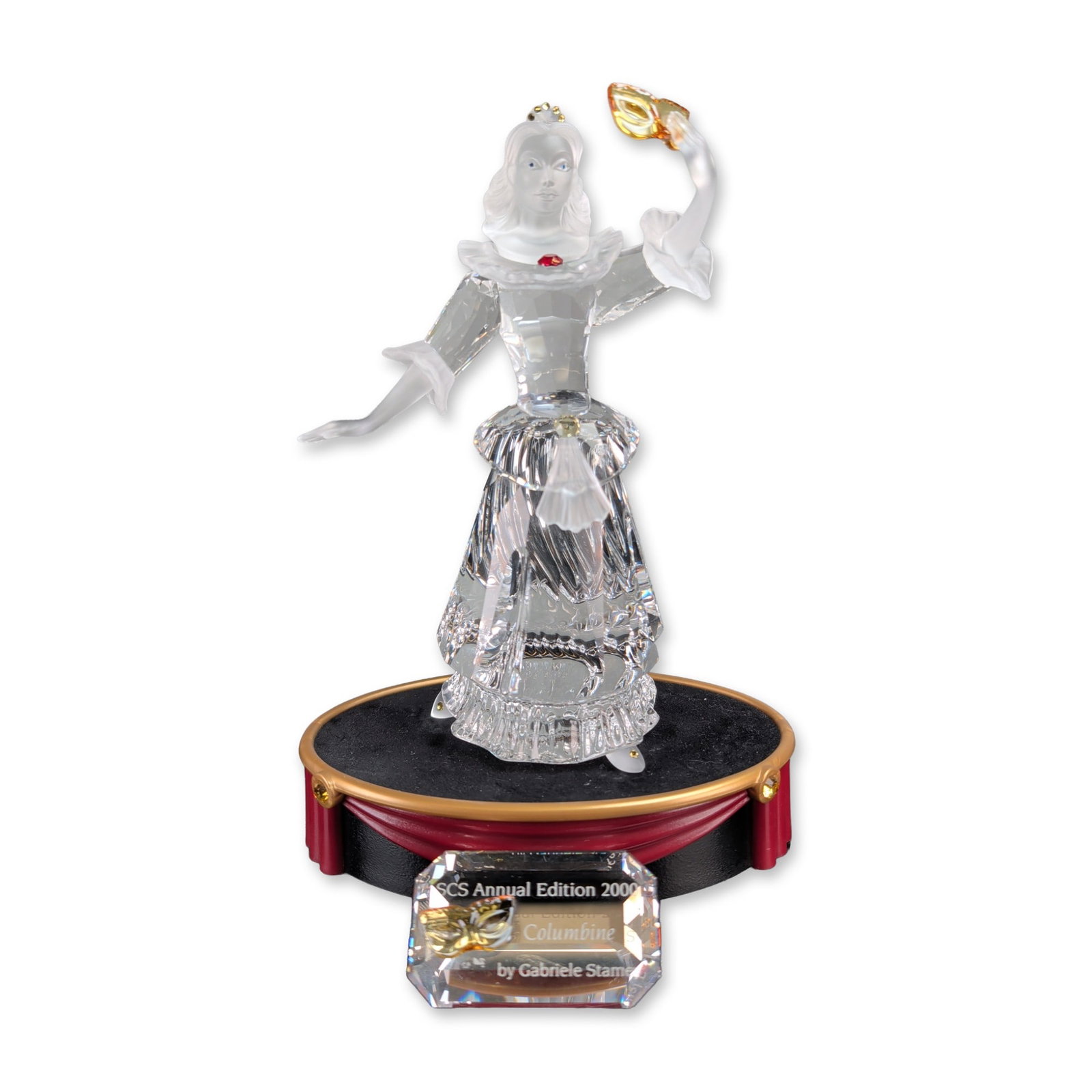 3pc Swarovski SCS Annual Edition 2000 Columbine Crystal Figurine w/ Stand & Title Plaque (1 of 5)