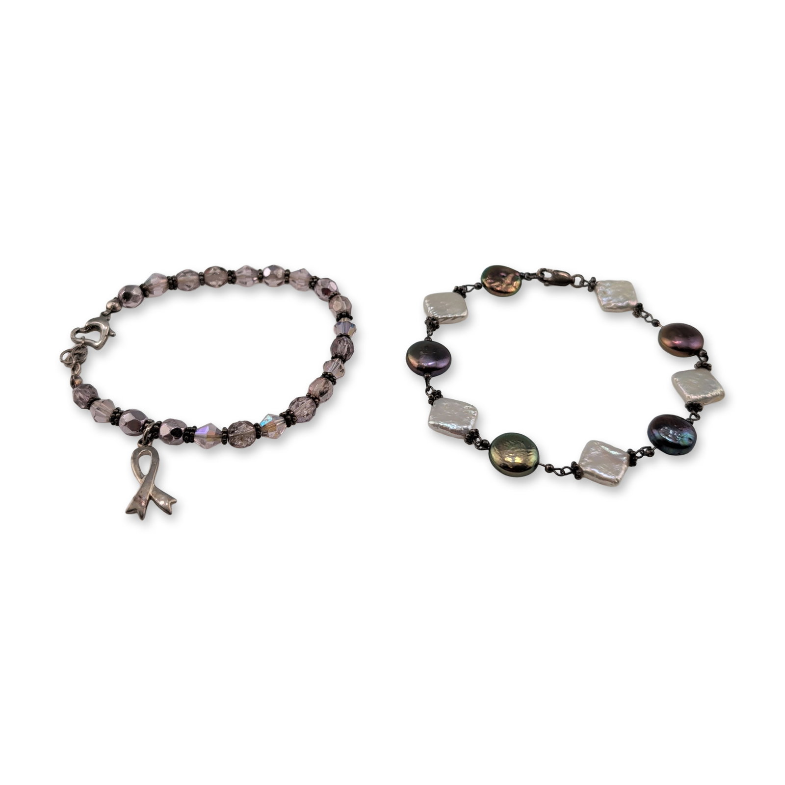 Two Sterling Silver Beaded Link Bracelets (1 of 4)