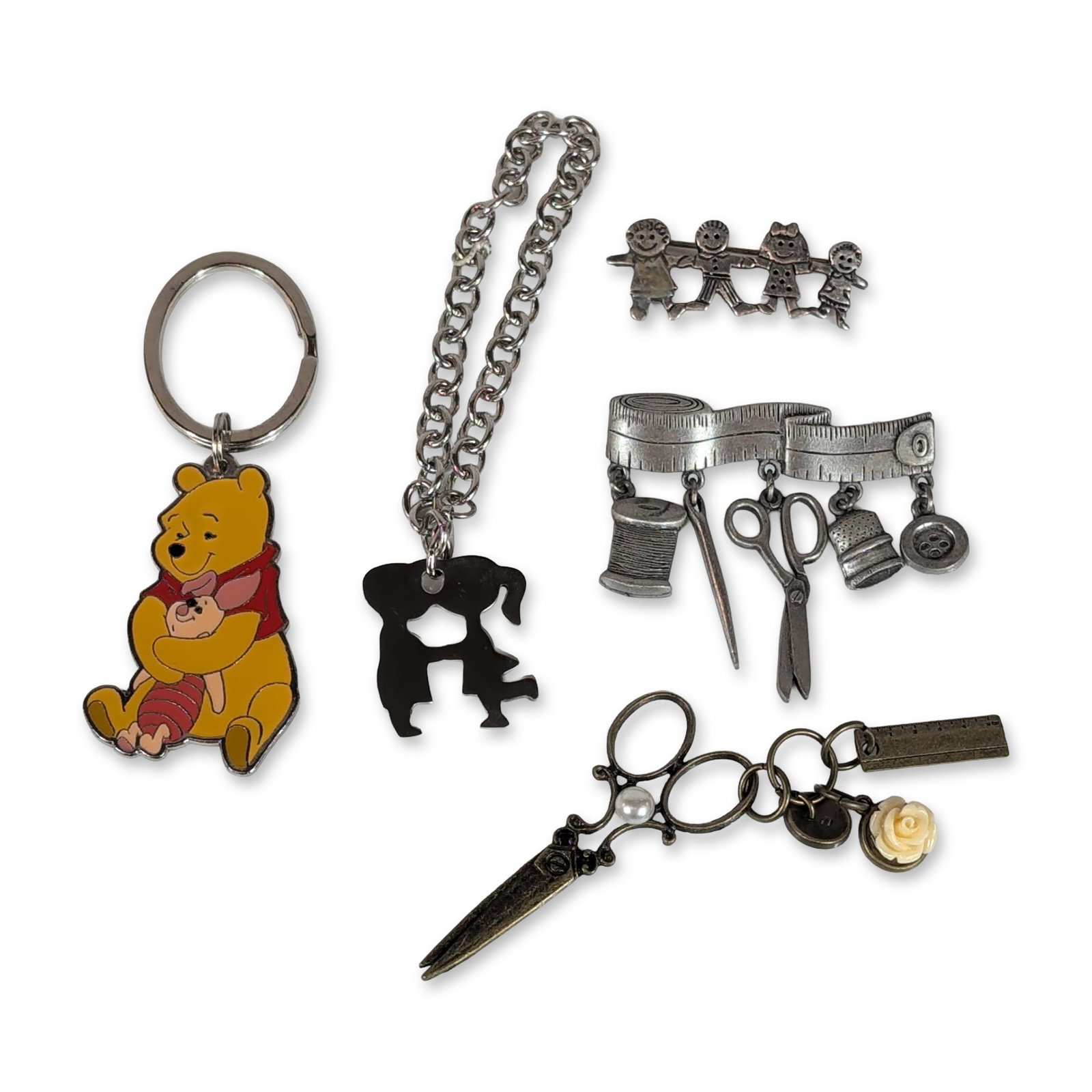 5pc Vintage Style Brooches and Character Keychains (1 of 4)