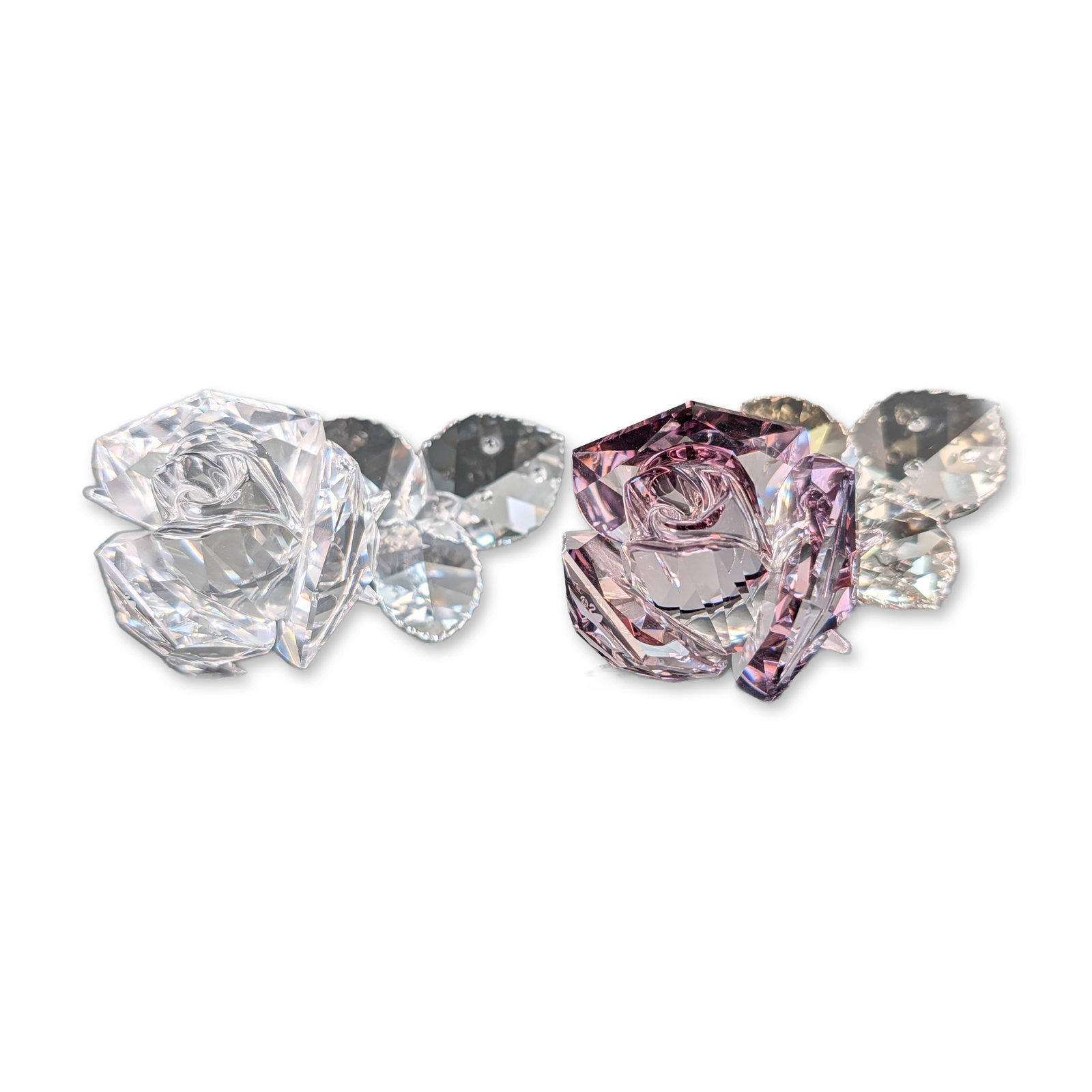 2pc Swarovski Crystal Blossoming Rose Figurines (1 of 3)