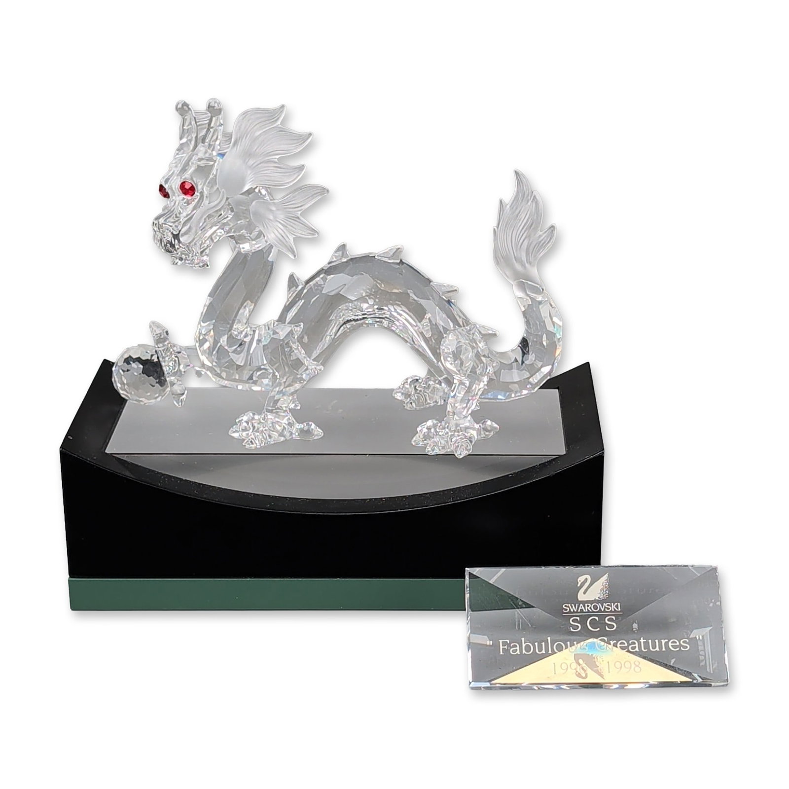 3pc Swarovski Crystal 1997 SCS Annual Edition Figurine, Dragon, Title Plaque & Base (1 of 5)