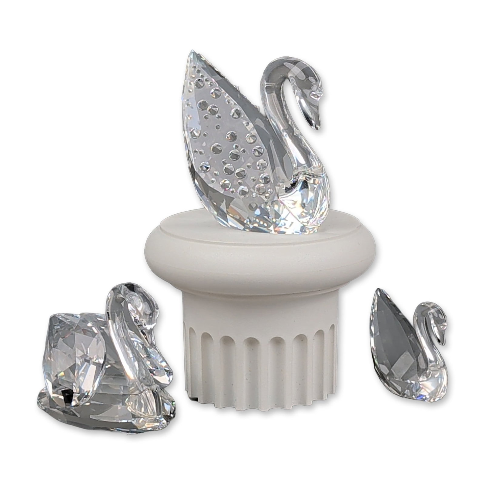 Three Swarovski Silver Crystal Swan Figurines including Centenary Swan (1 of 5)