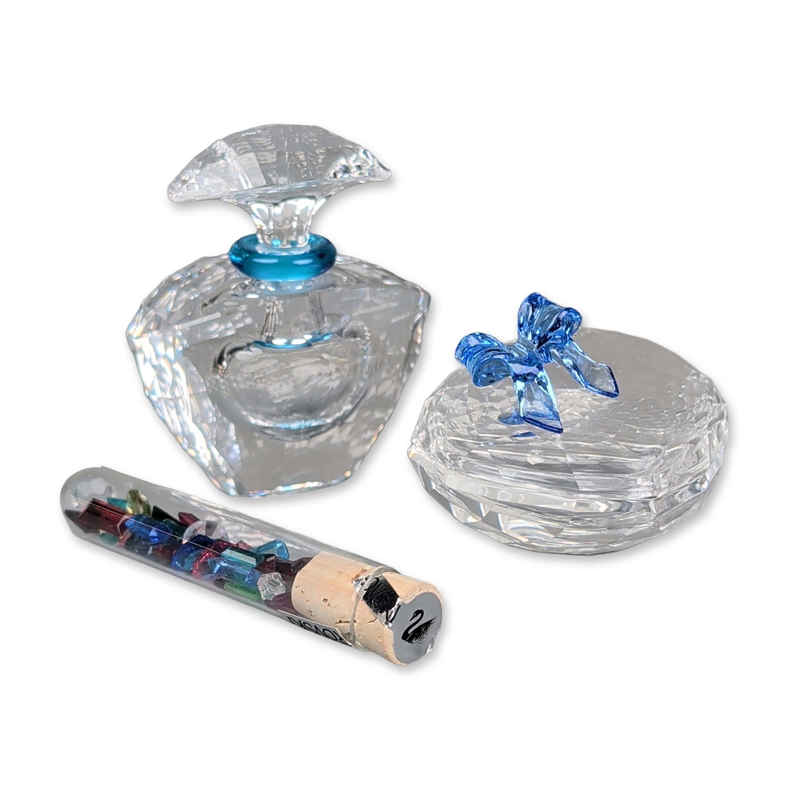 Two Swarovski Silver Crystal Napoleon Flacon and Heart Box (1 of 5)