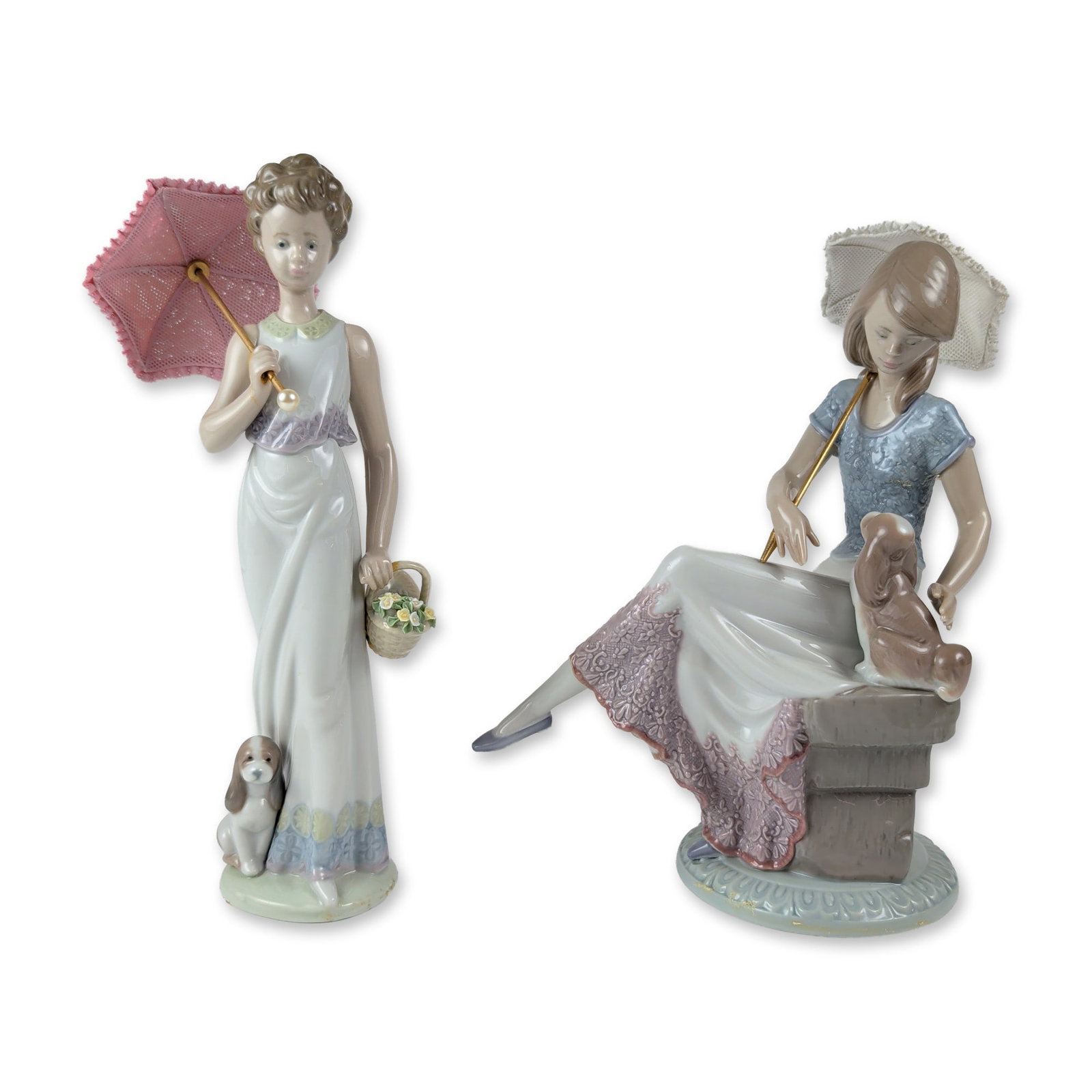 2pc Lladro Glazed Porcelain Figurines 1007617 &1007612 (1 of 6)