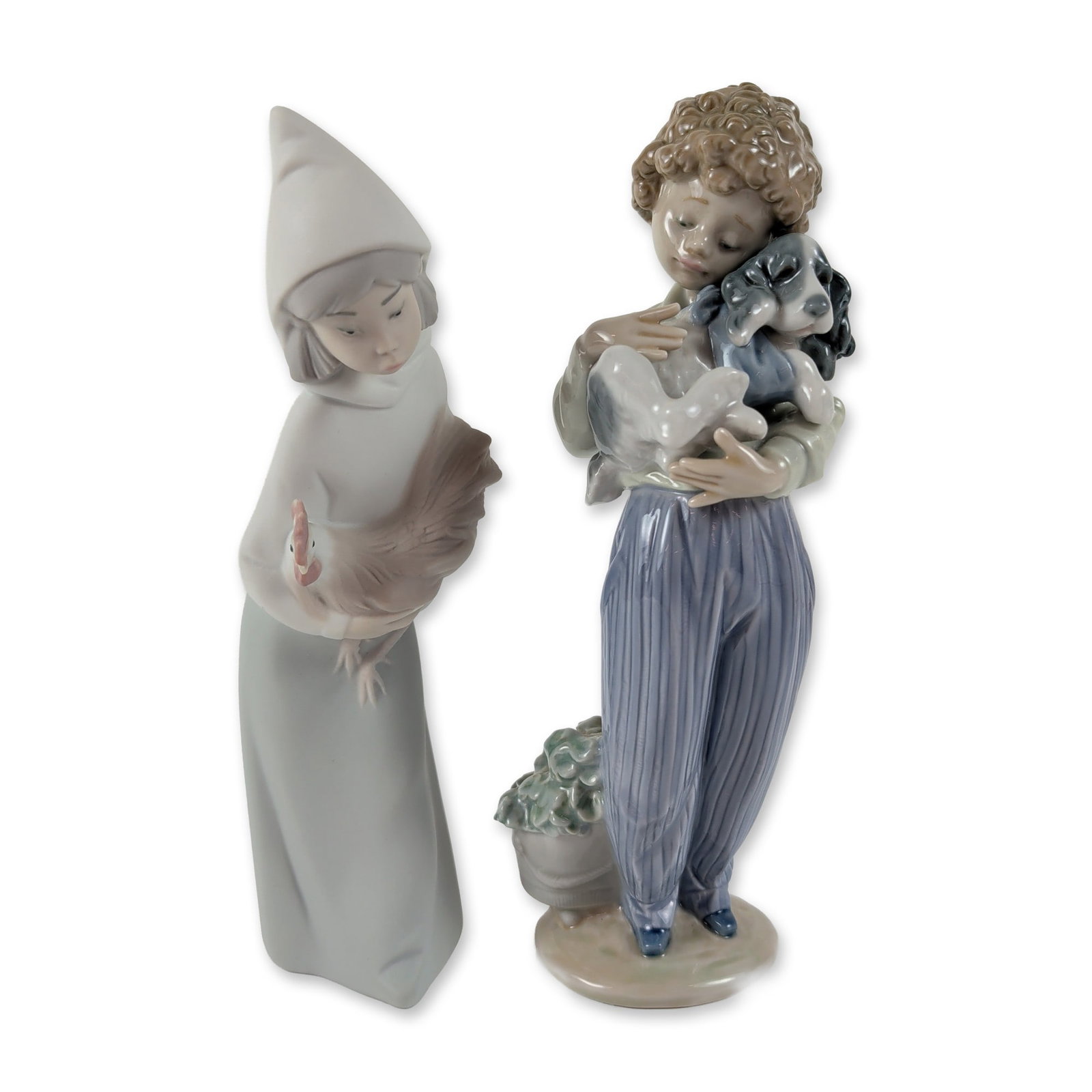 2pc Lladro Porcelain Figurines, Girl with Rooster and My Buddy (1 of 3)