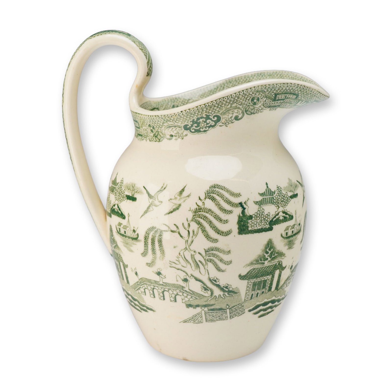 Wedgwood Green Willow Pattern Earthenware Water Jug (1 of 4)