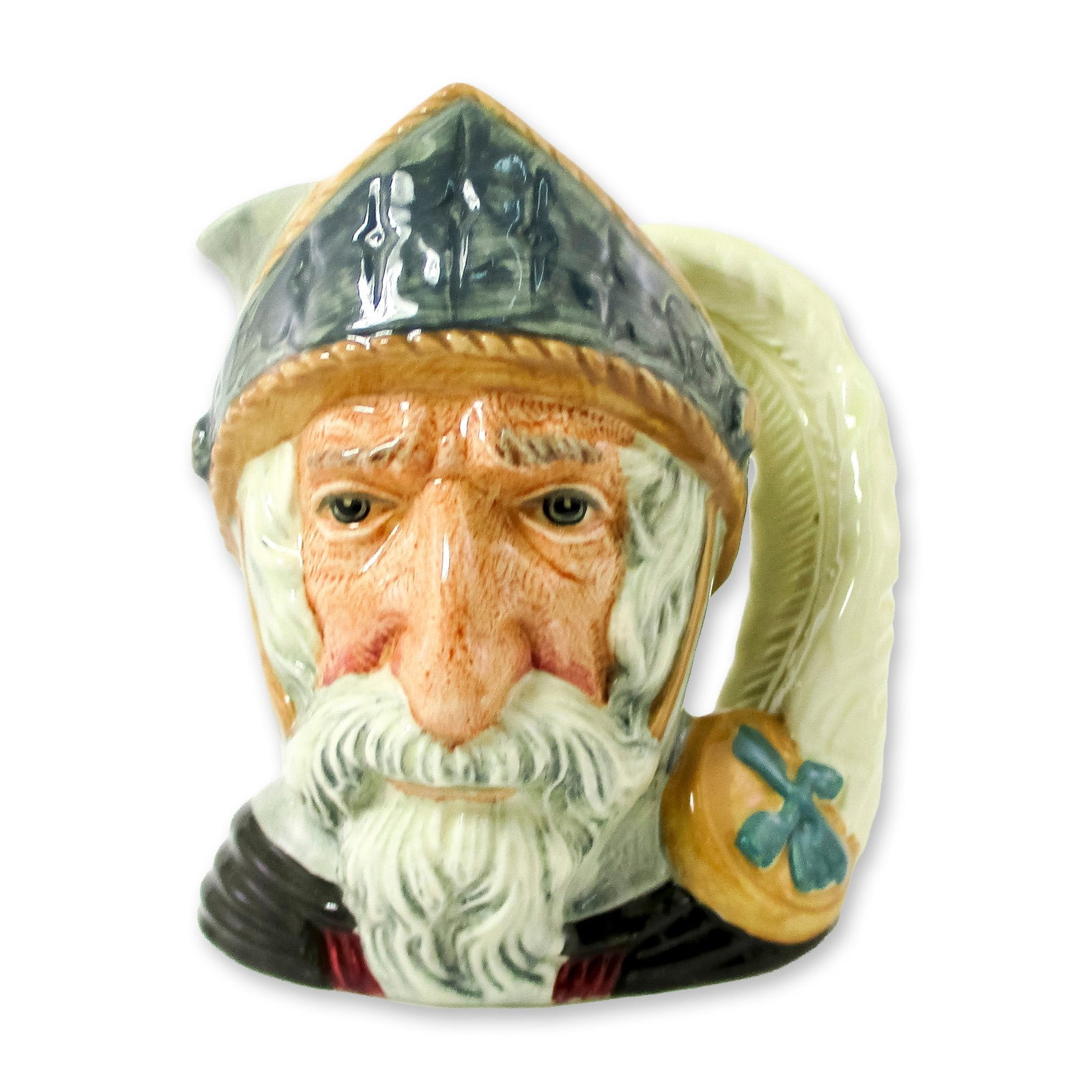 Don Quixote D6460 - Small - Royal Doulton Character Jug: Blue-grey helmet; dark green robes. Don Quixote is the hero of the novel by Cervantes, a satirical parody of this chivalrous knight. Don Quixote leads a life of adventure, capturing many hearts along 