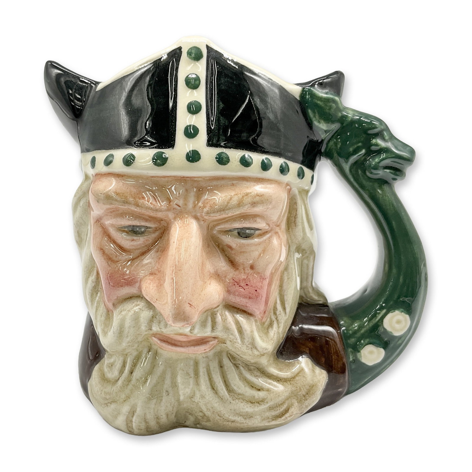 Viking D6502 - Small - Royal Doulton Character Jug: Black, green and brown coloration. Royal Doulton backstamp. Artist: Max Henk Dimensions: 4"H Date or Era: 1959 - 1975 Manufacturer or Brand: Royal Doulton Country of Origin: England