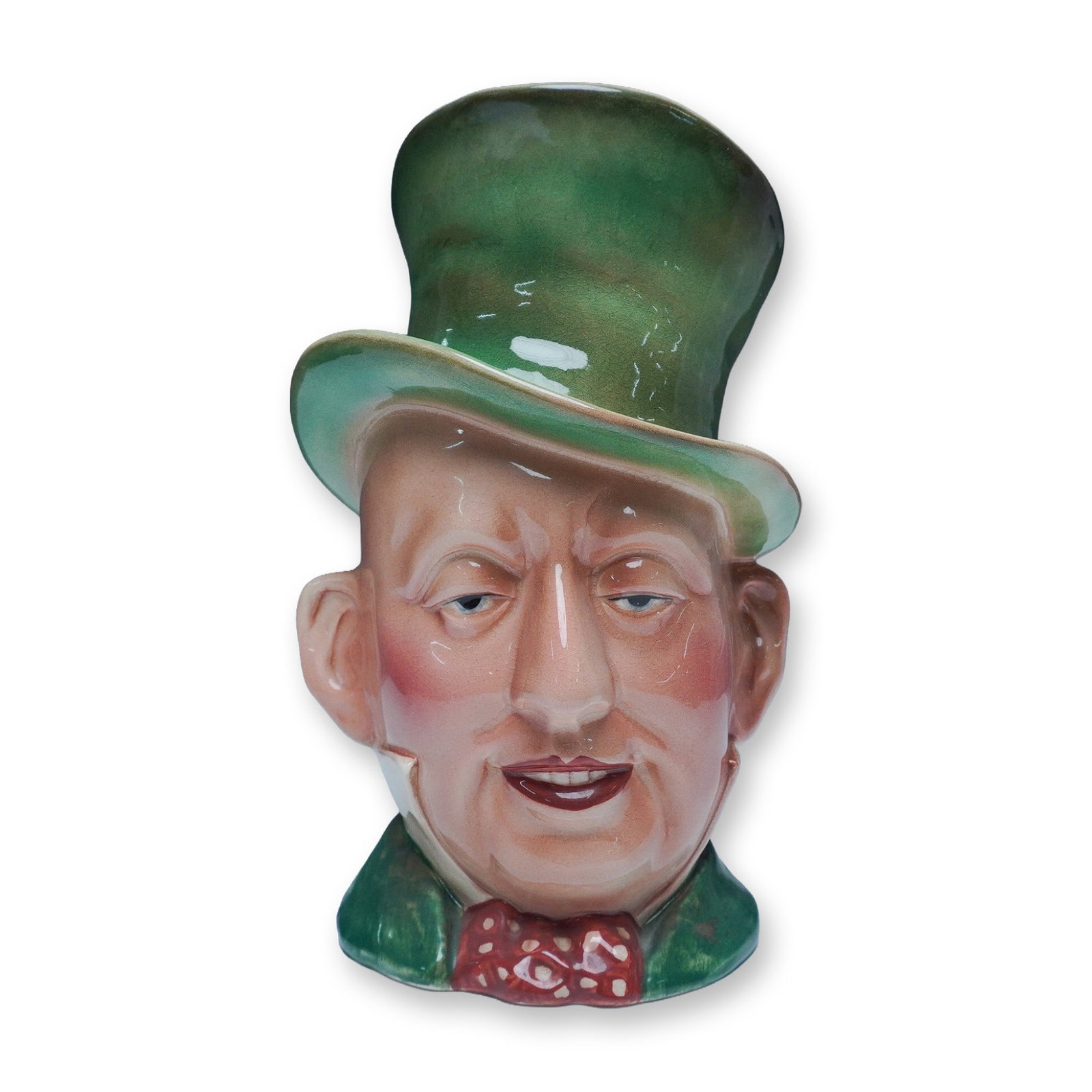 Beswick Micawber Character Jug: This is a charming Beswick character jug featuring Mr. Micawber, a beloved figure from Charles Dickens' David Copperfield. The jug is model number 310, crafted in fine glaze with vibrant hand-painted 