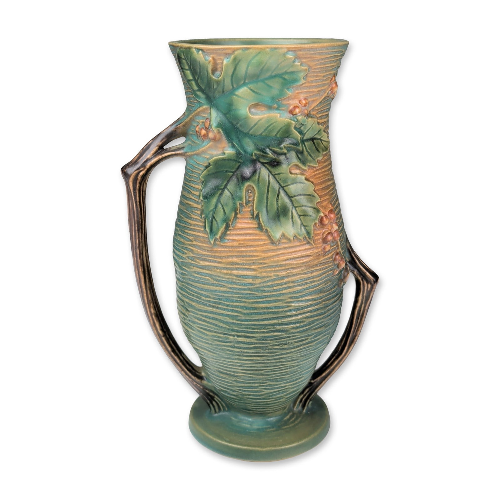 Roseville Art Pottery Vase, Green Bushberry (1 of 4)