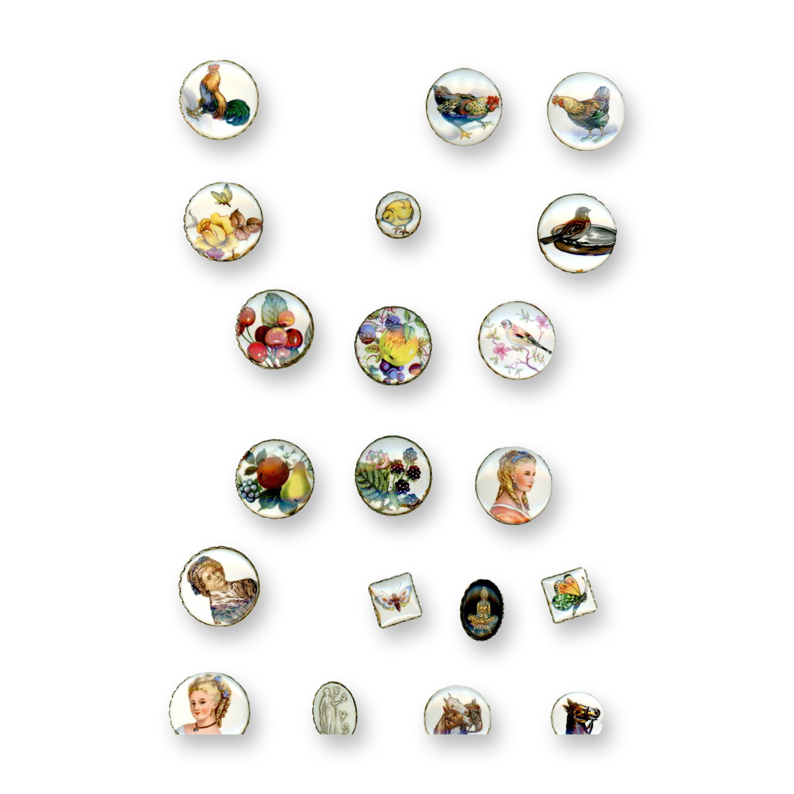 A CARD OF DIVISION THREE CERAMIC BUTTONS (1 of 4)
