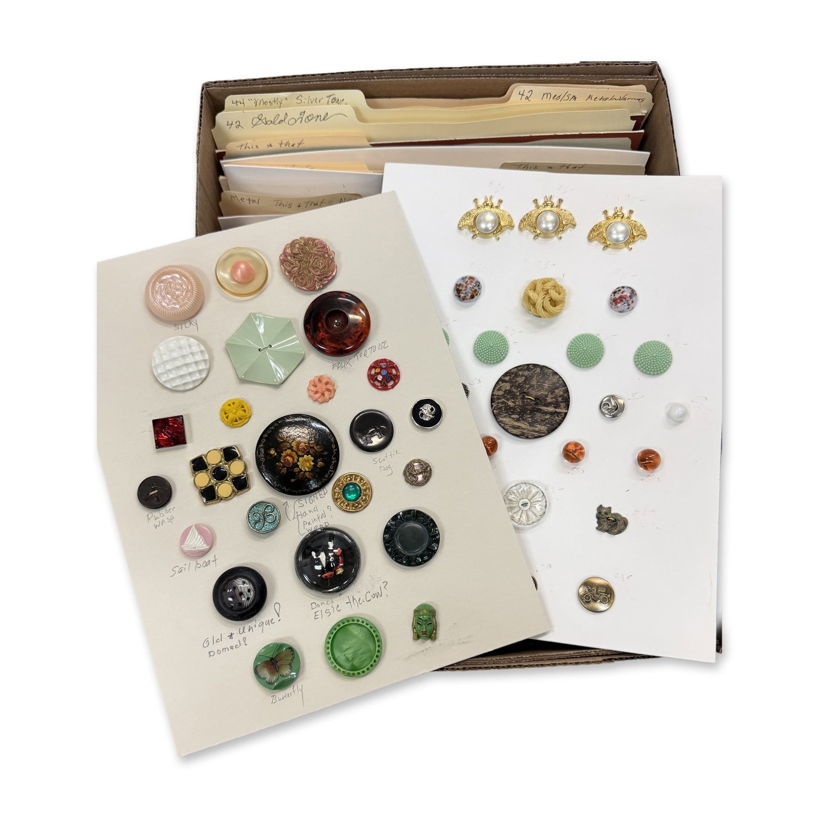 A LARGE BOX LOT OF CARDED MATERIAL BUTTONS (1 of 1)