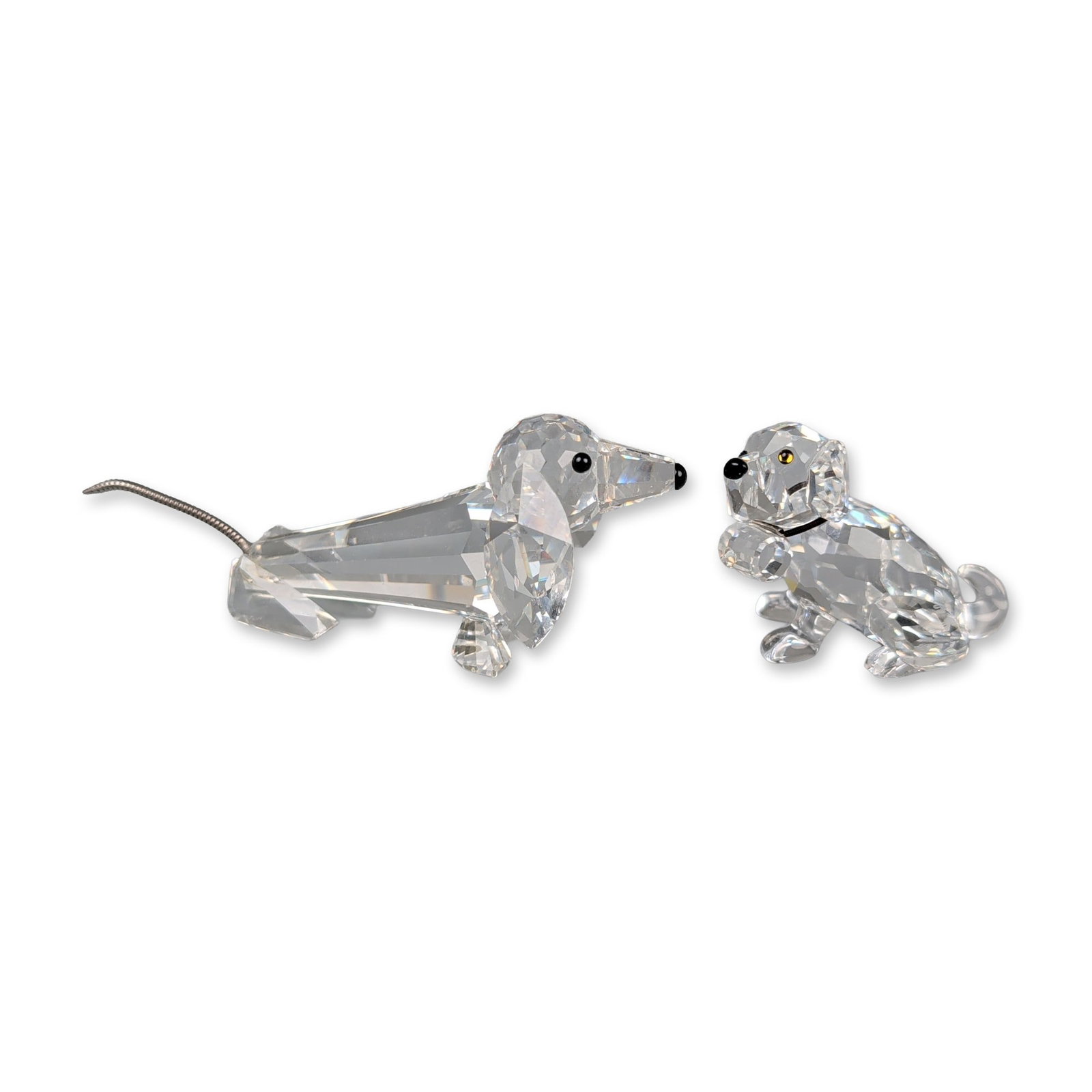 Two Swarovski Silver Crystal Dog Figurines, Dachshund and St. Bernard Pup (1 of 5)