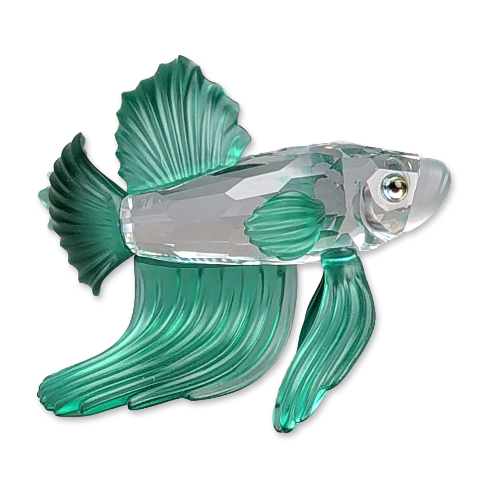 Swarovski Crystal Figurine, Green Siamese Fighting Fish (1 of 5)