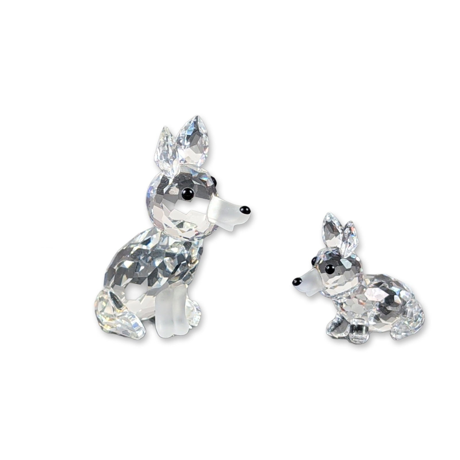 2pc Swarovski Silver Crystal Fox and Mini Running Figurines (1 of 6)