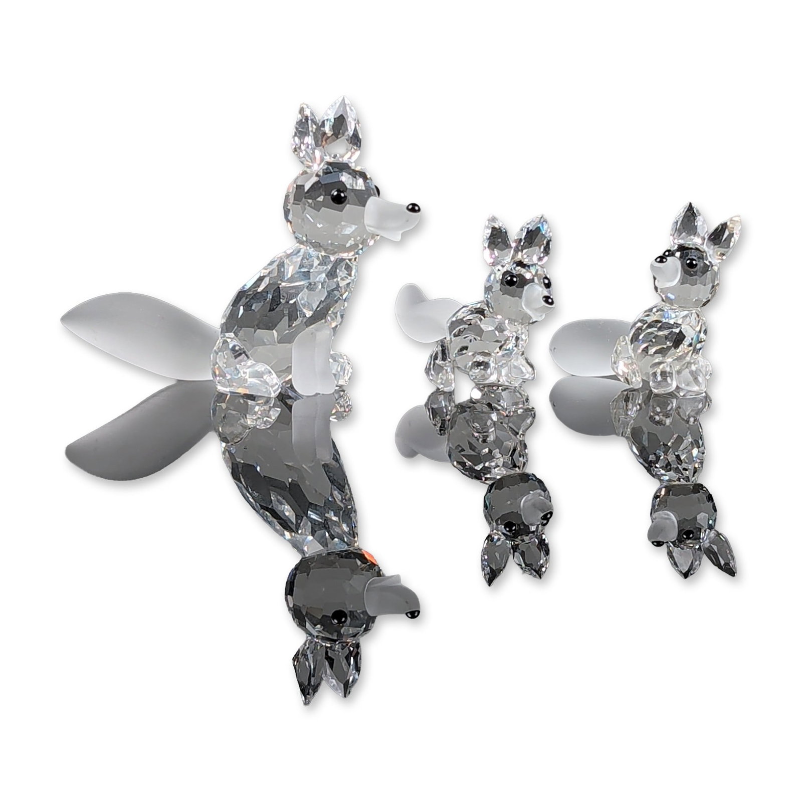 3pc Swarovski Silver Crystal Fox Family Figurines (1 of 5)