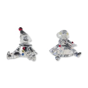 2pc Swarovski Silver Crystal Figurines Doll and Puppet
