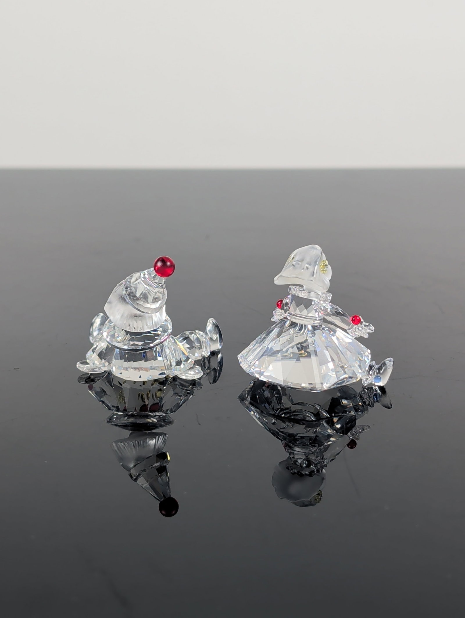 2pc Swarovski Silver Crystal Figurines Doll and Puppet - 2