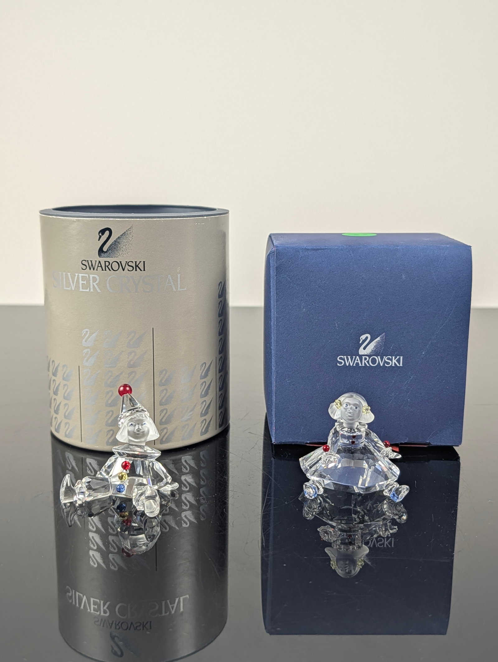 2pc Swarovski Silver Crystal Figurines Doll and Puppet - 6