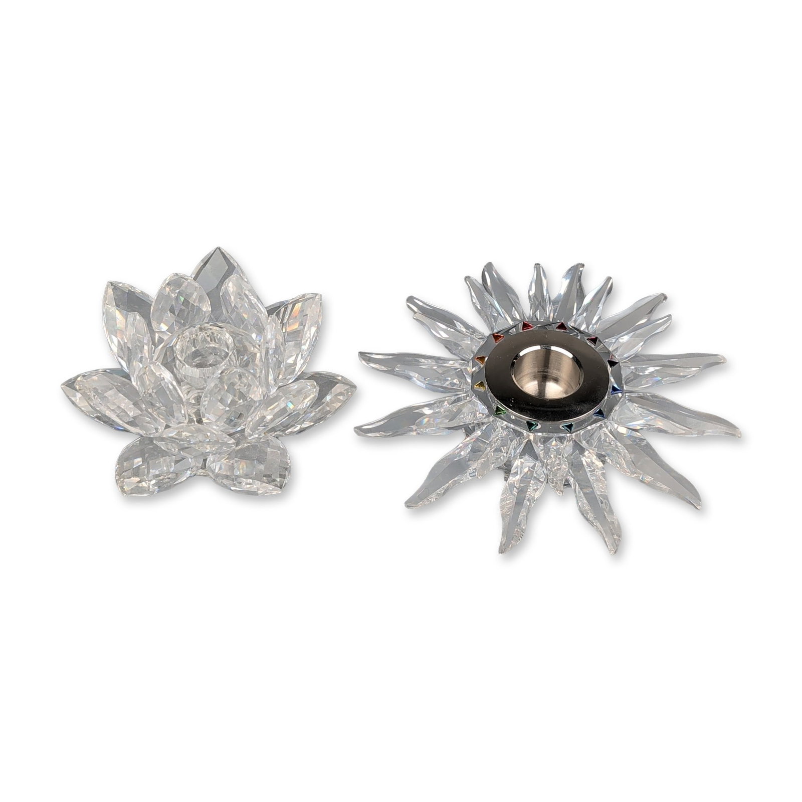 Swarovski Silver Crystal Waterlily and Solaris Candle Holders (1 of 6)