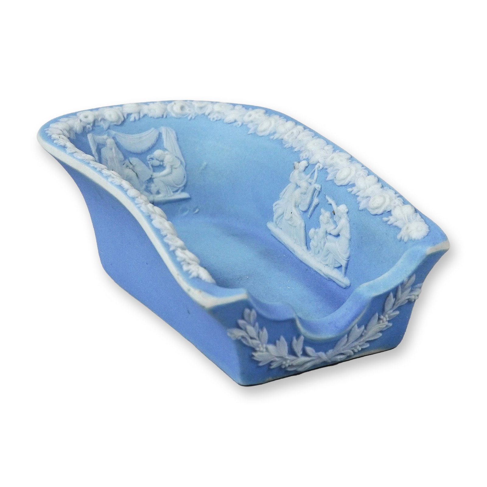 Wedgwood Light Blue Jasperware Miniature Bathtub Dish, 1868 (1 of 3)