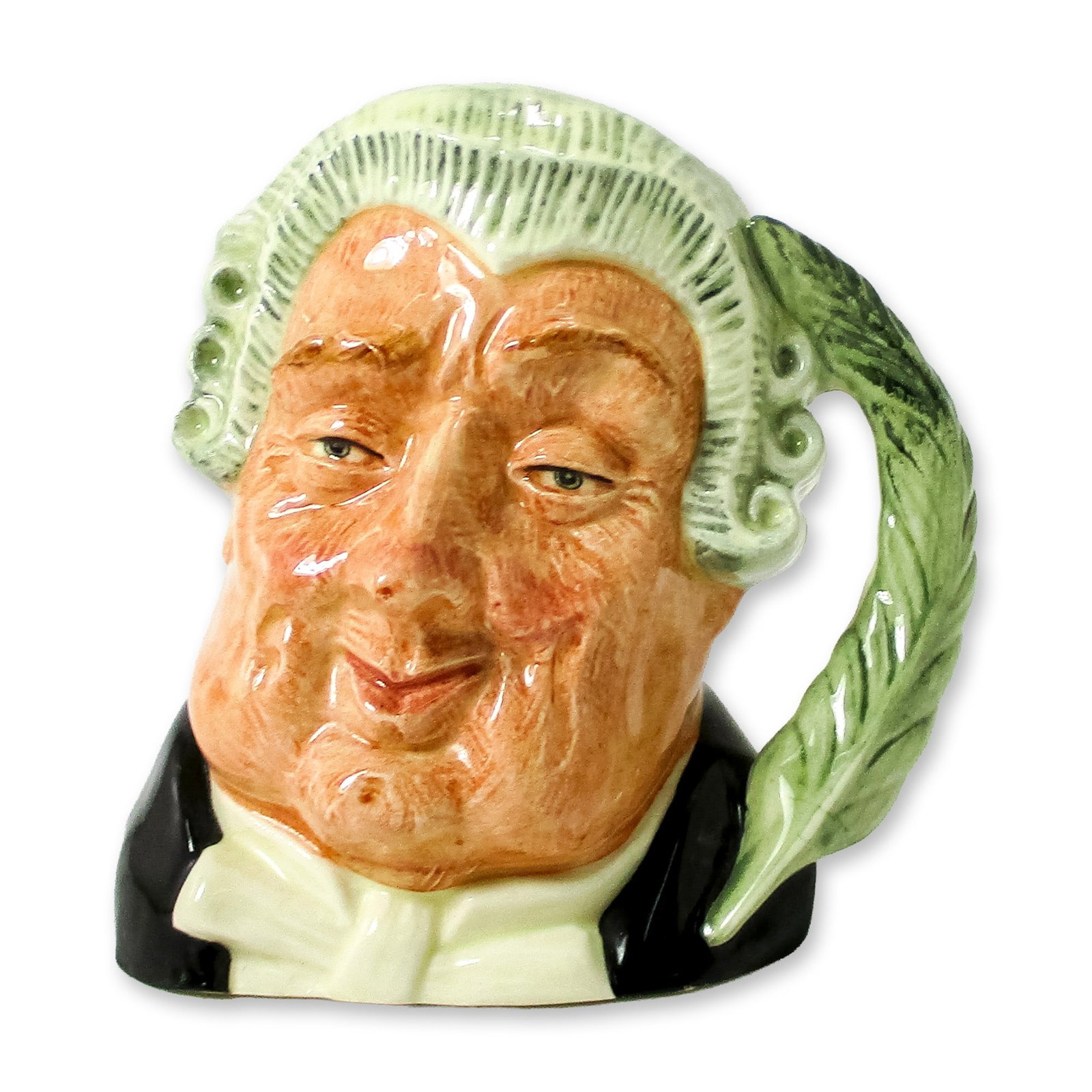 Lawyer D6504 - Small - Royal Doulton Character Jug: Grey wig; black robes; white shirt. Royal Doulton backstamp. Artist: Max Henk Dimensions: 4"H Date or Era: 1959 - 1996 Manufacturer or Brand: Royal Doulton Country of Origin: England